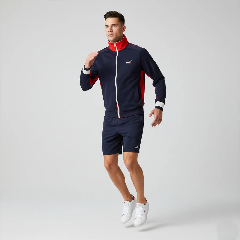 Puma Men M Sweatshirt Navy Vintage Training Full Zipper Retro Track Top