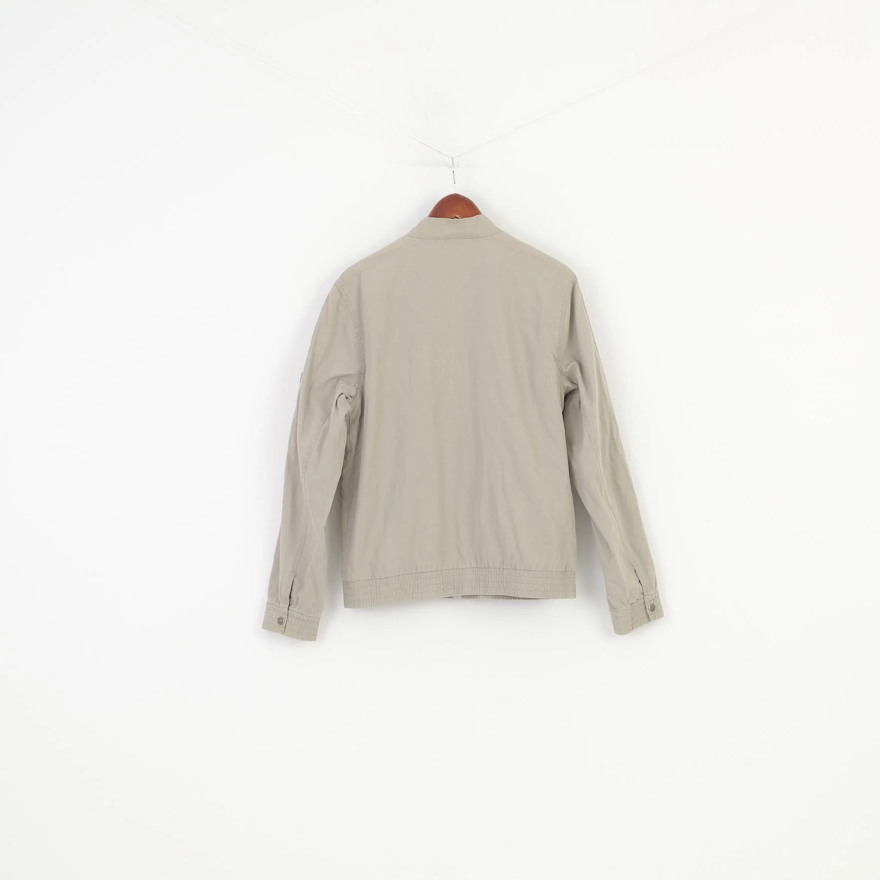Puma Men S Jacket Pockets Full Zipper Beige Cotton Outwear Bomber Collar Top - Image 7