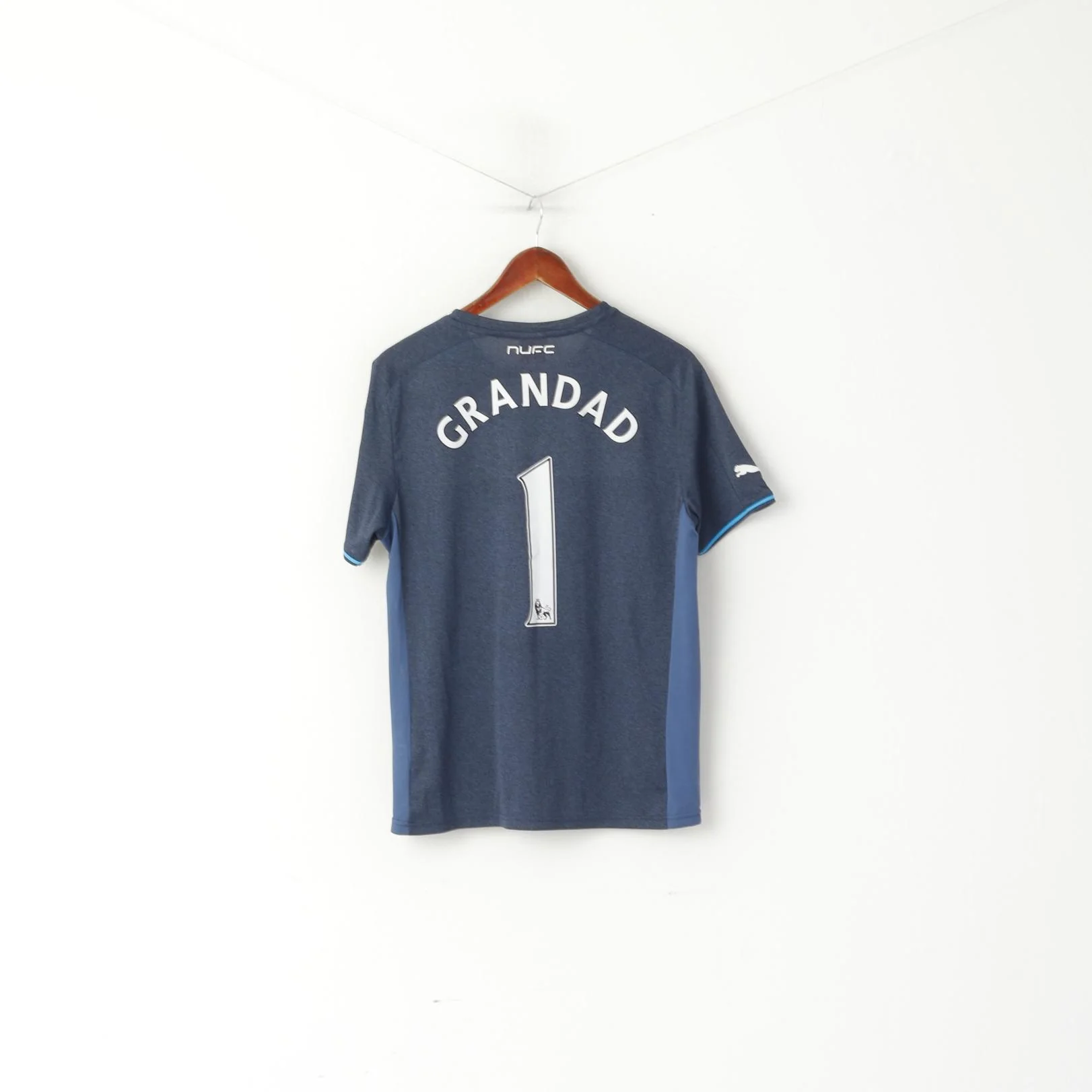 Puma Men S Shirt Navy Newcastle United Football #1 Grandad Jersey Sport Top - Image 7