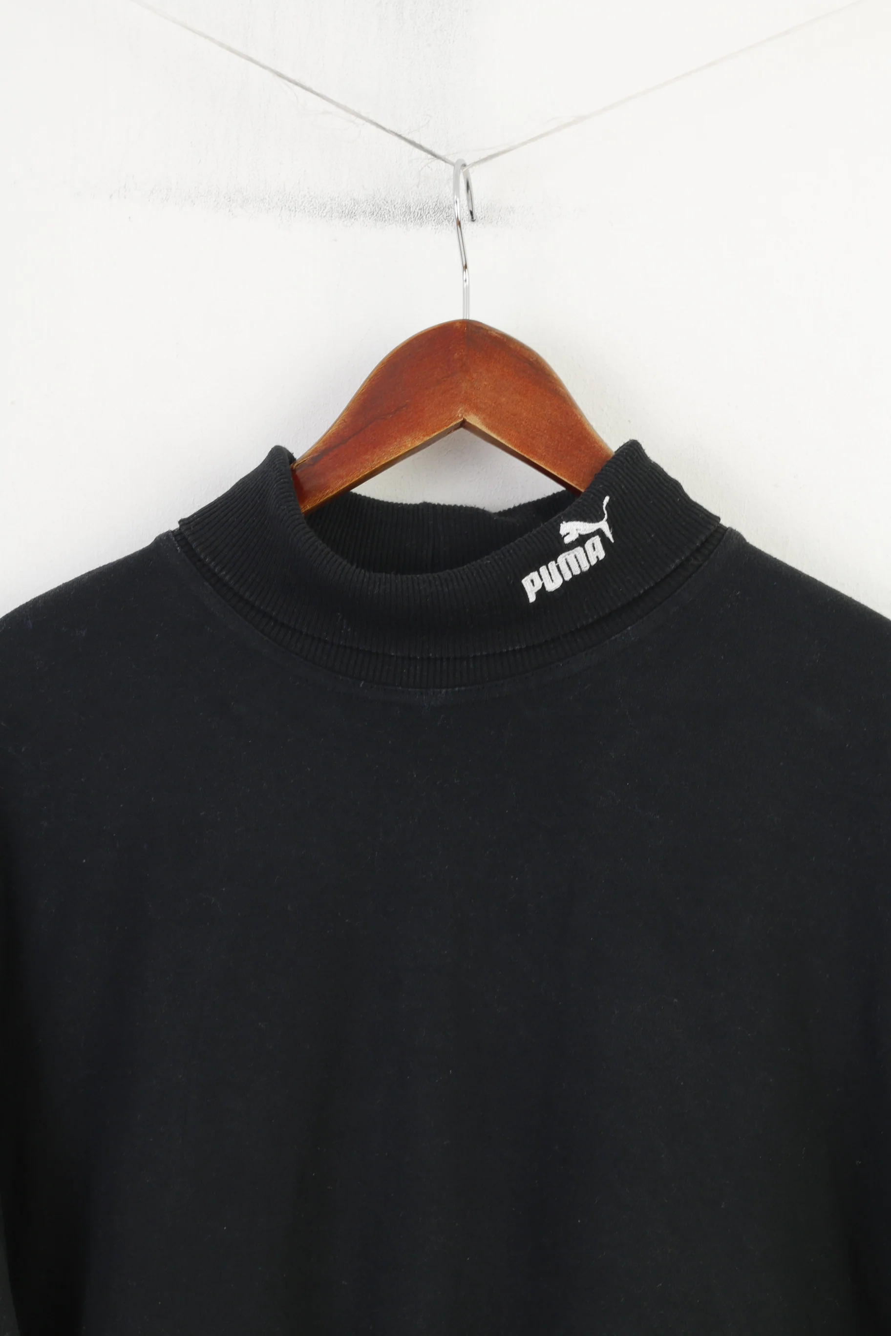 Puma Men XL Shirt Black Vintage Golf Sportswear Longsleeve Cotton Top - Image 2
