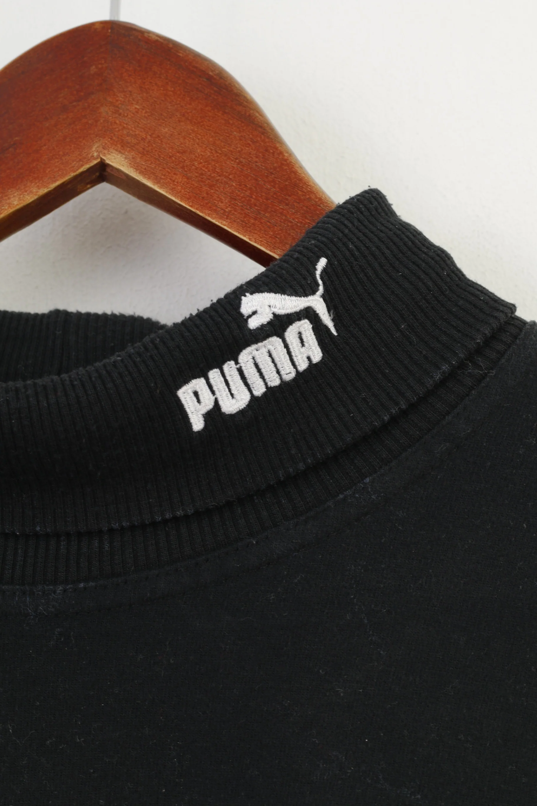 Puma Men XL Shirt Black Vintage Golf Sportswear Longsleeve Cotton Top - Image 4
