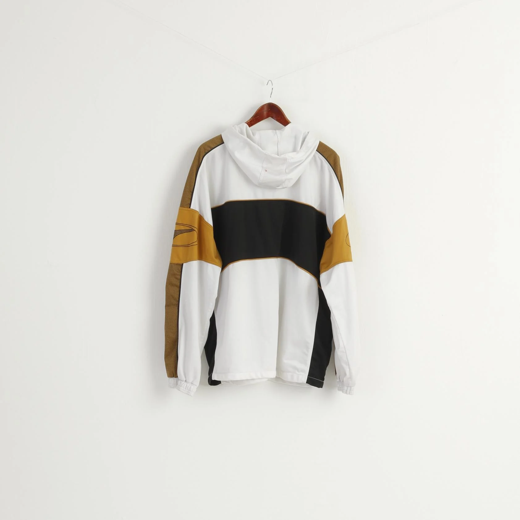 Puma Men XL Sweatshirt White Gold Shiny Vintage 90s Sportswear Hoodie - Image 9
