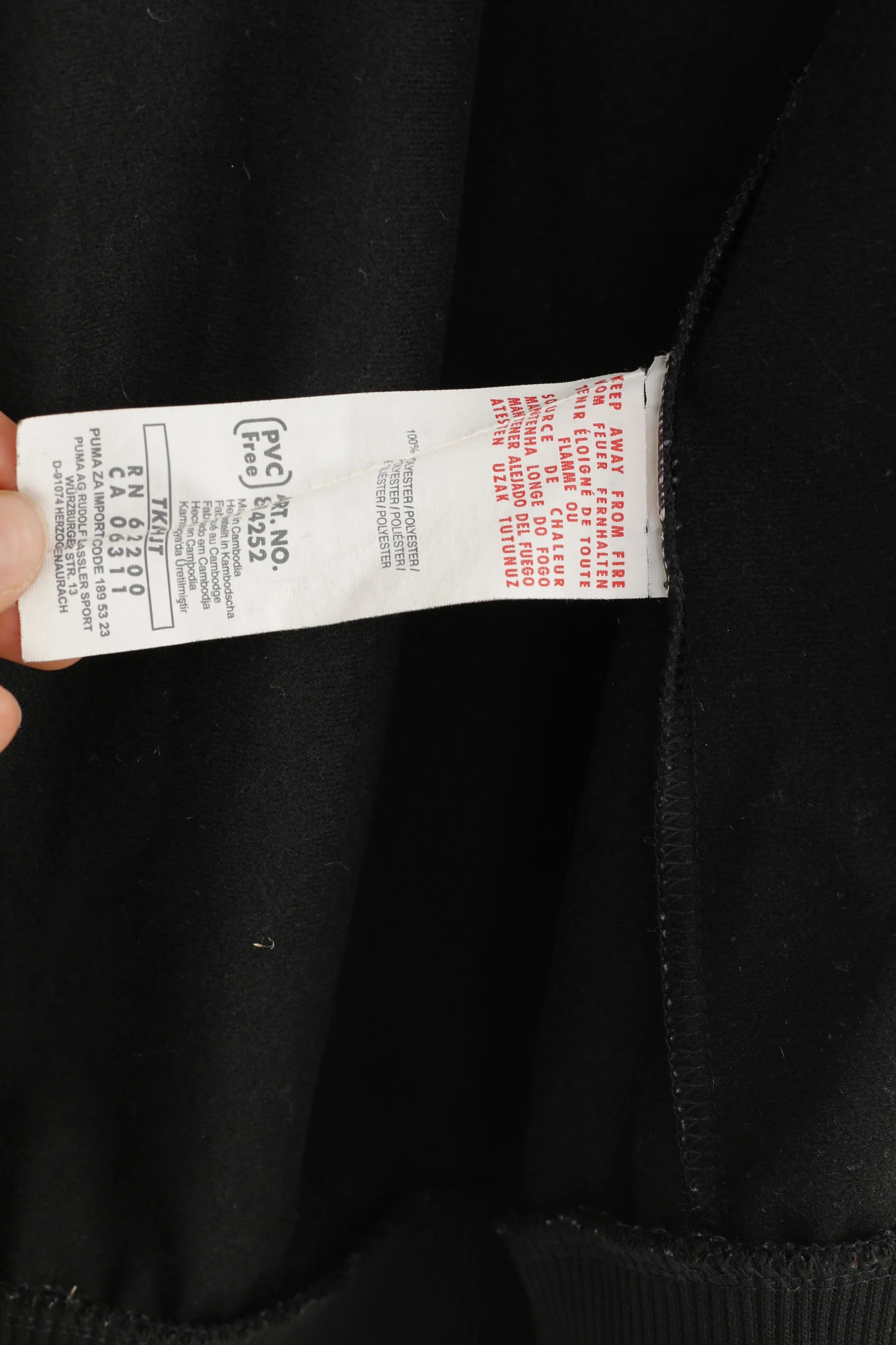 Puma Woman 32/34 Sweatshirt Black Long Sleeve Full Zipper Collar Top - Image 5