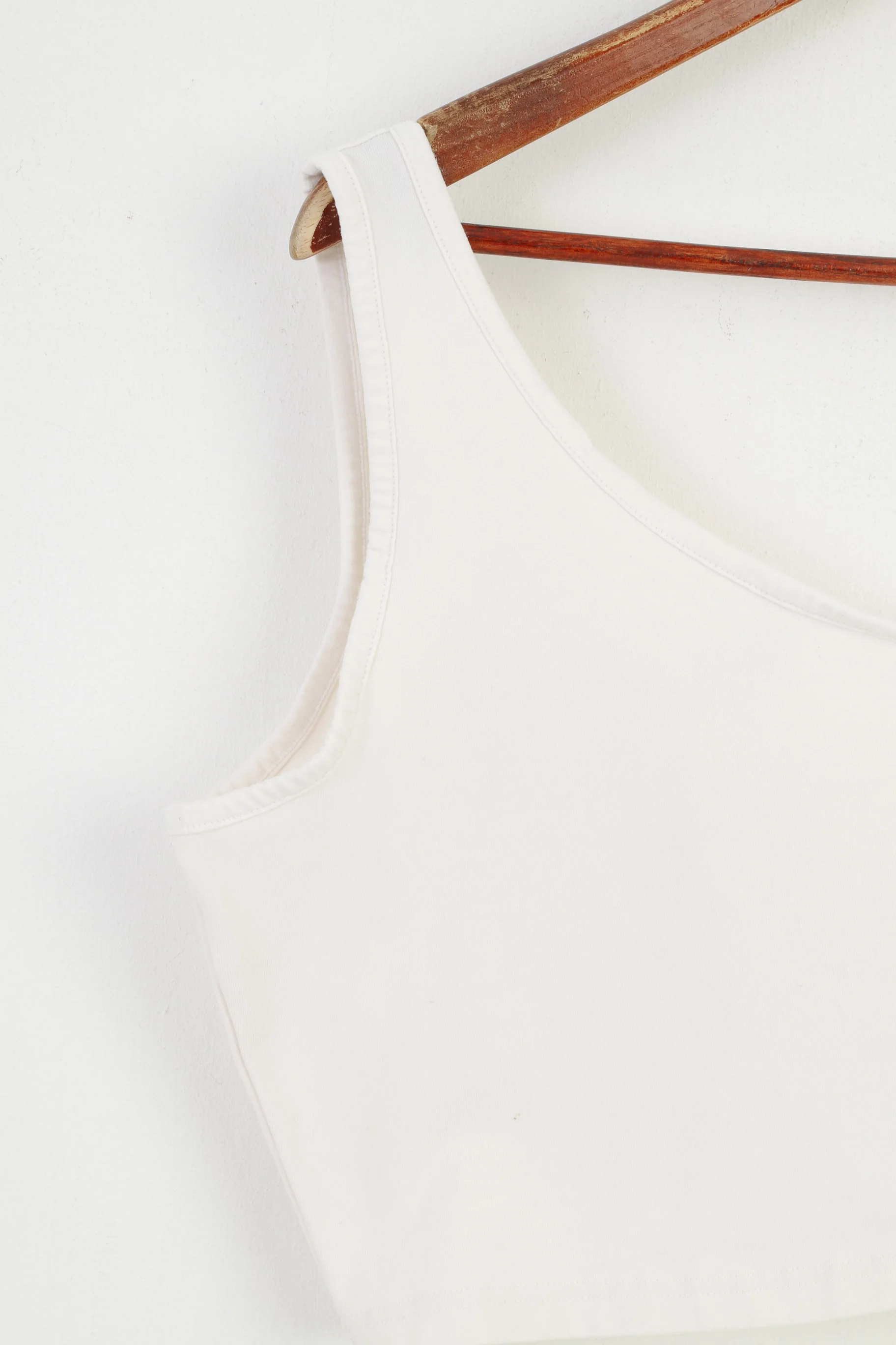 Puma Women M Top White Cotton Crop Sleevelees One Arm Summer Stretch Tank Top - Image 3