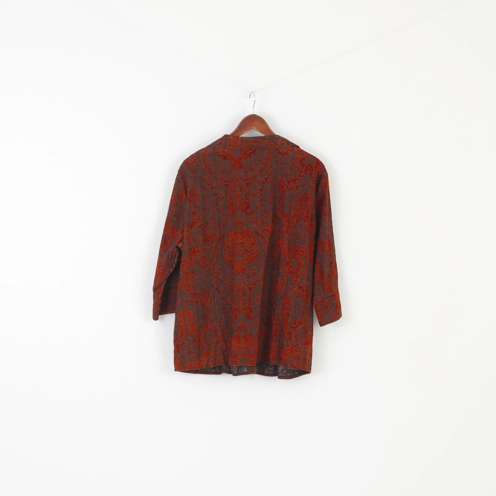 Queensway Women 50 2XL Casual Shirt Brick Vintage Single Breasted Baroque Print Top - Image 6