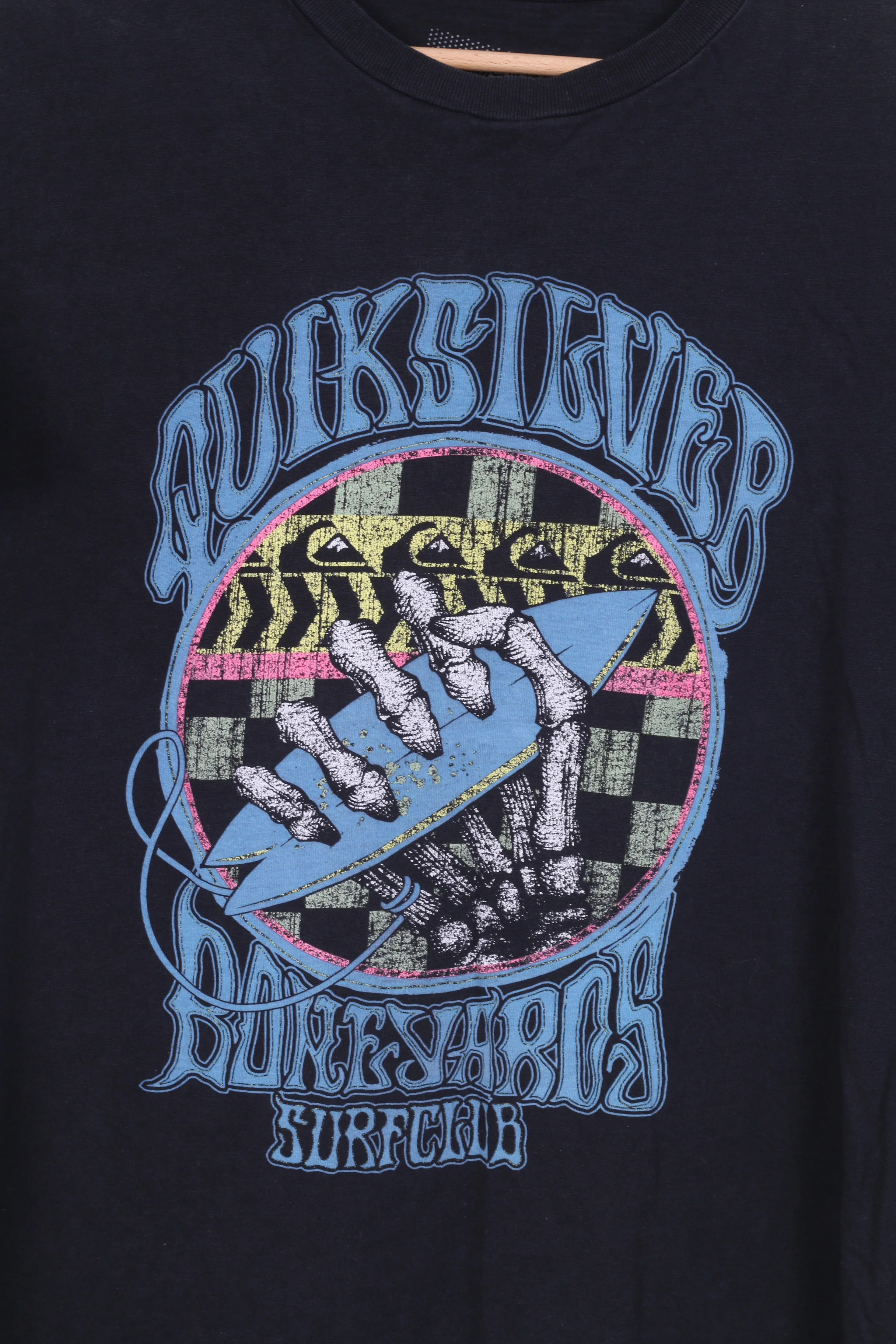 Quiksilver Mens S Graphic Shirt Black Cotton Crew Neck Summer - Image 3