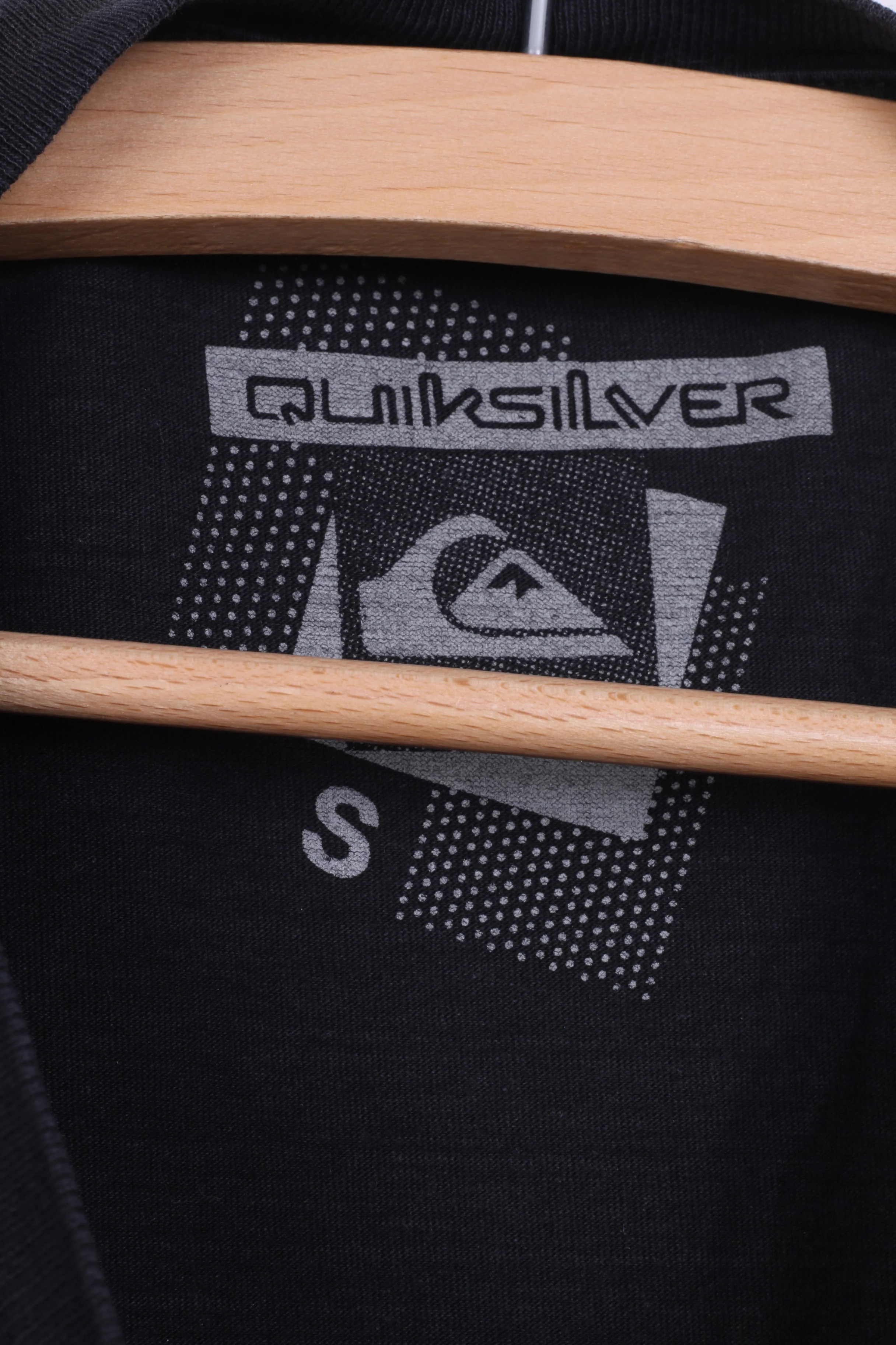 Quiksilver Mens S Graphic Shirt Black Cotton Crew Neck Summer - Image 4