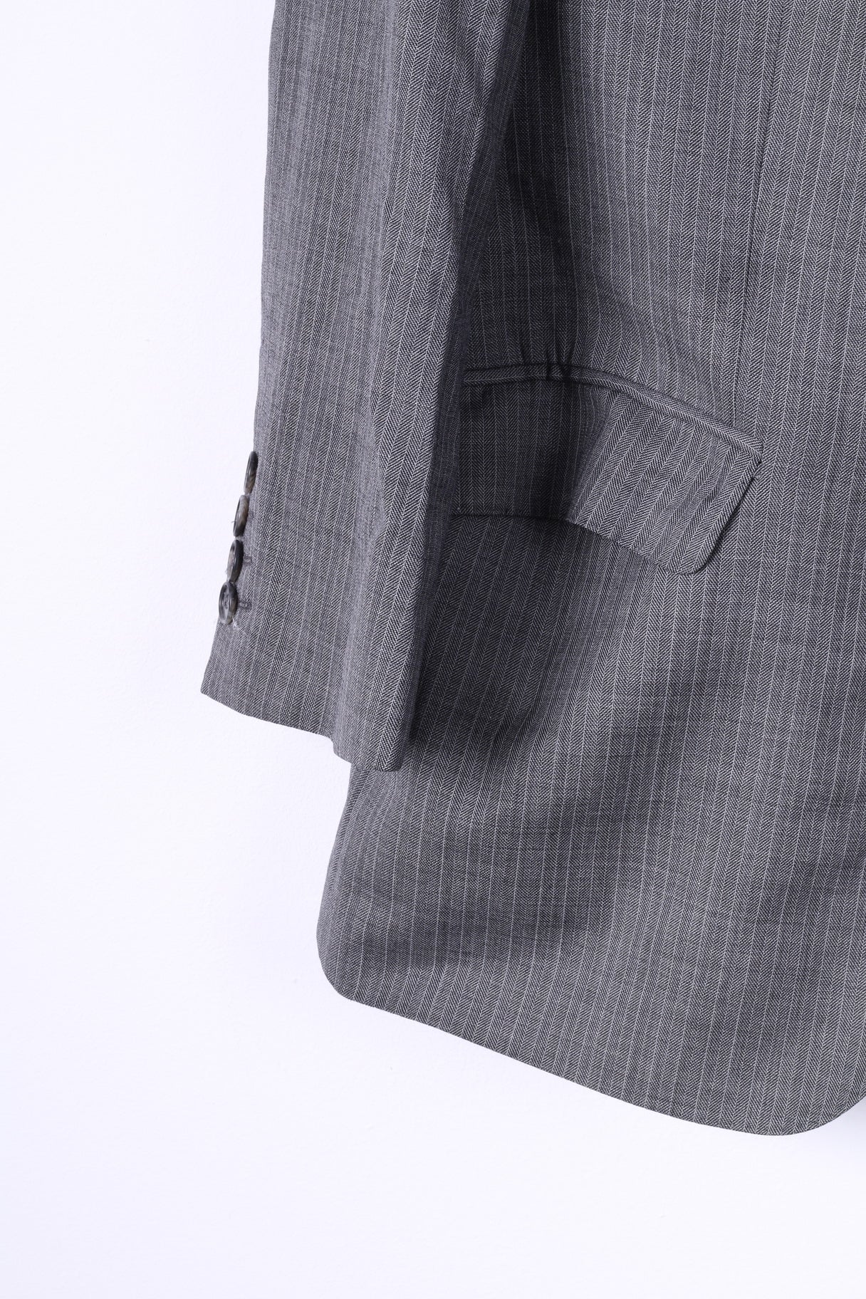 Racing Green Mens 52 Blazer Grey Check Single Breasted Shoulder Pads Top - Image 3