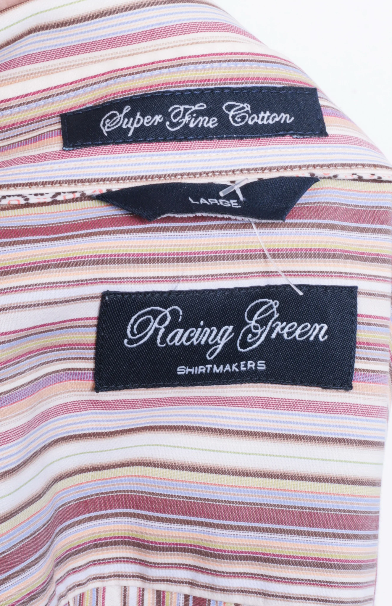 Racing Green Mens L Casual Shirt Striped Super Fine Cotton Brown Cotton - Image 4