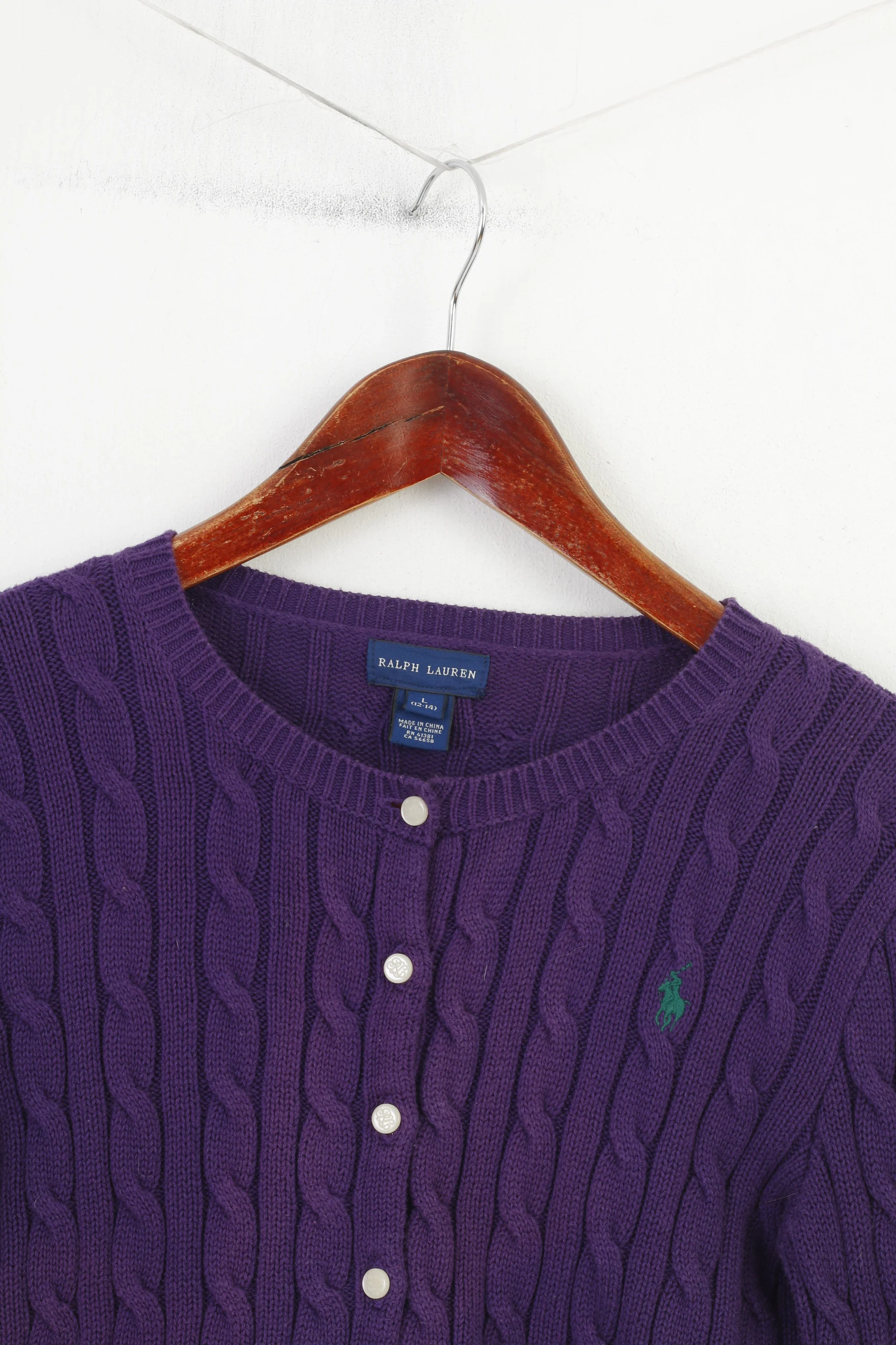 Ralph Lauren Girls L 12 Age Jumper Purple Bottoms Crew Neck Cotton Vintage Classic Top - Image 3
