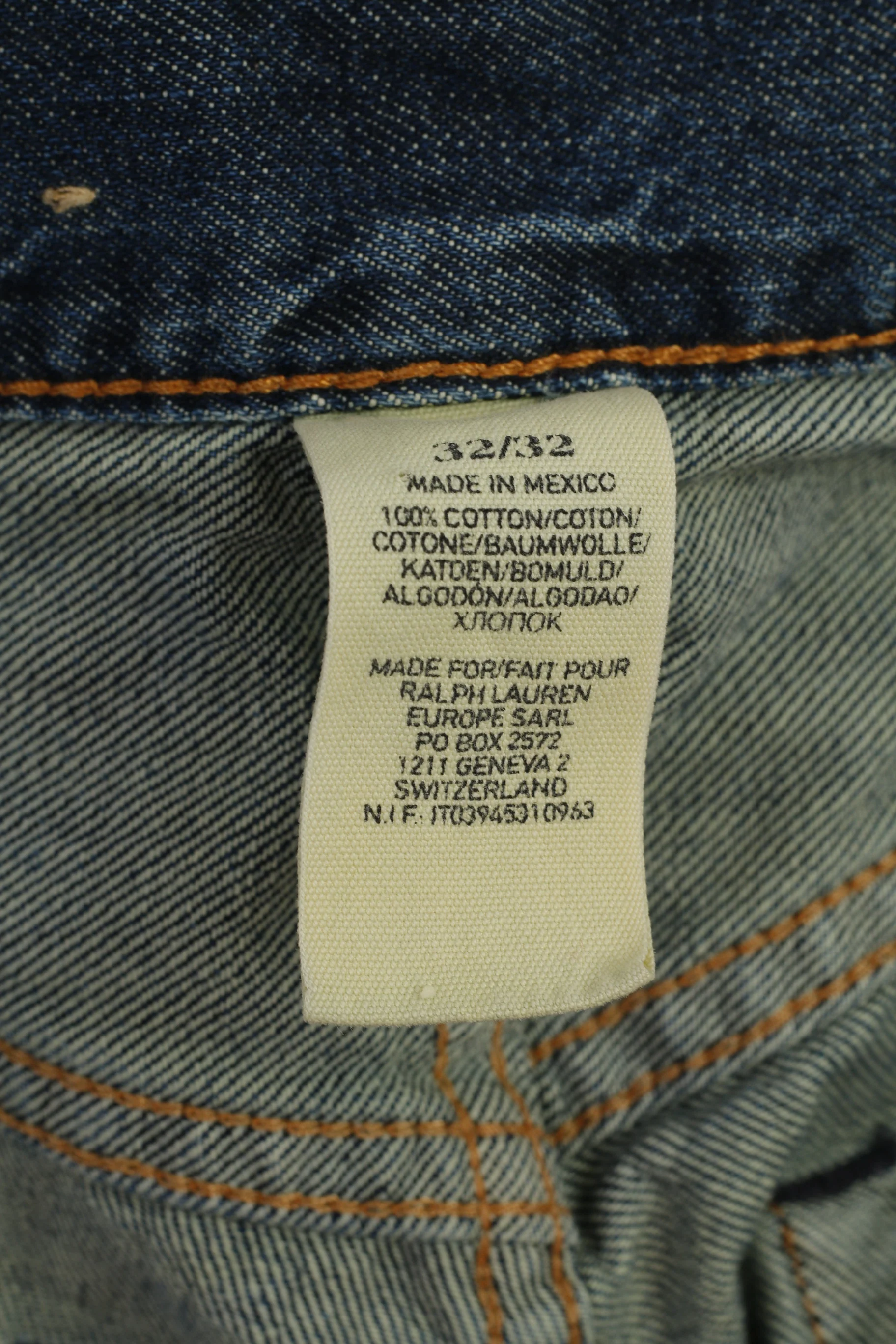 Ralph Lauren Men 32 / 32 Jeans Trousers Blue Denim Cotton Vintage Straight Leg Pants - Image 6