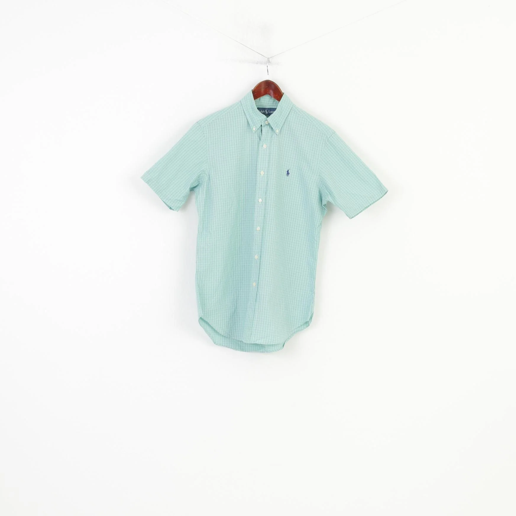 Ralph Lauren Men S Casual Shirt Green Check Cotton Short Sleeve Classic Fit Top - Image 2