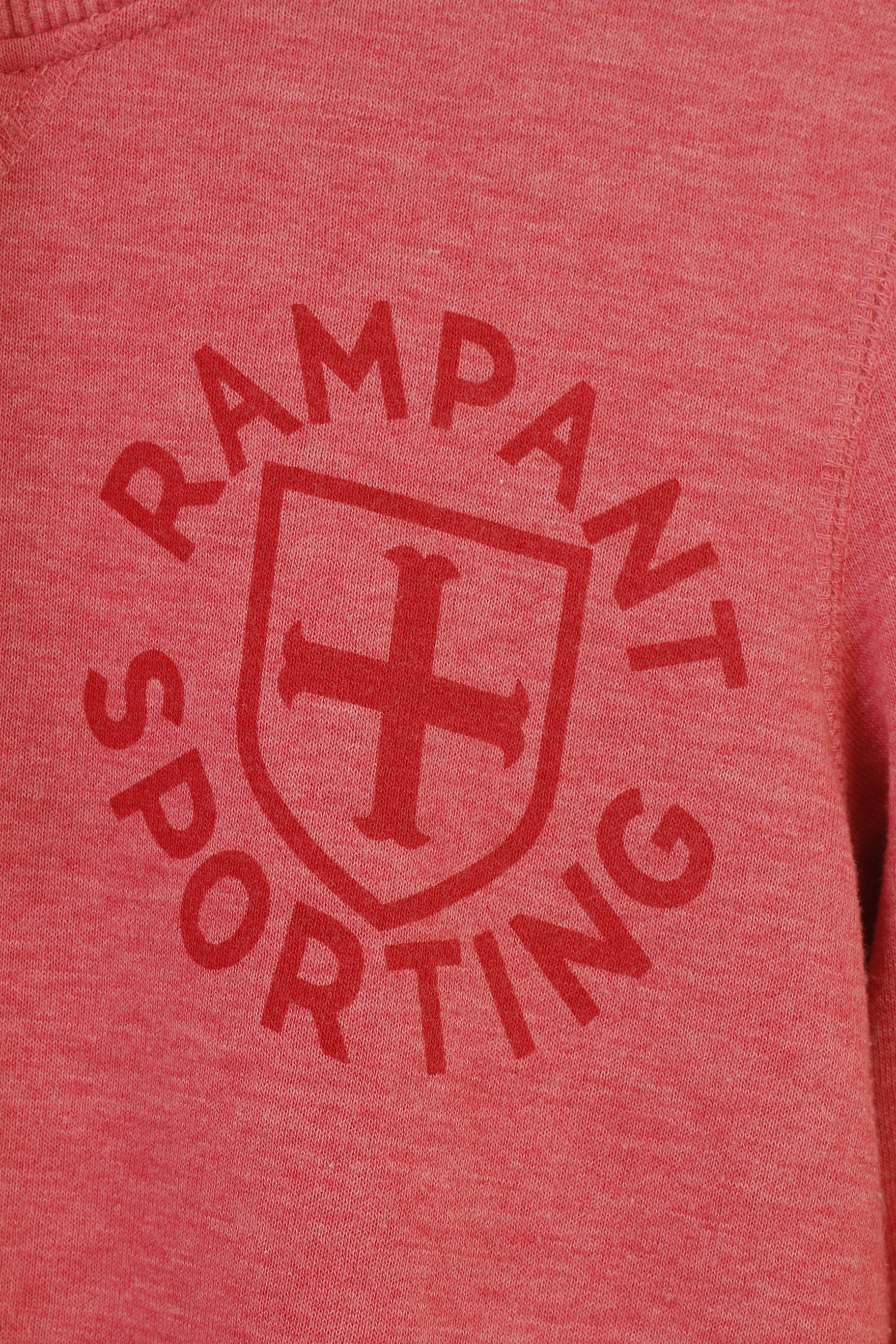 Rampant Sporting Woman 8 S Hoodie Red Padded Hood  Pockets Long Cotton Vintage Top - Image 5