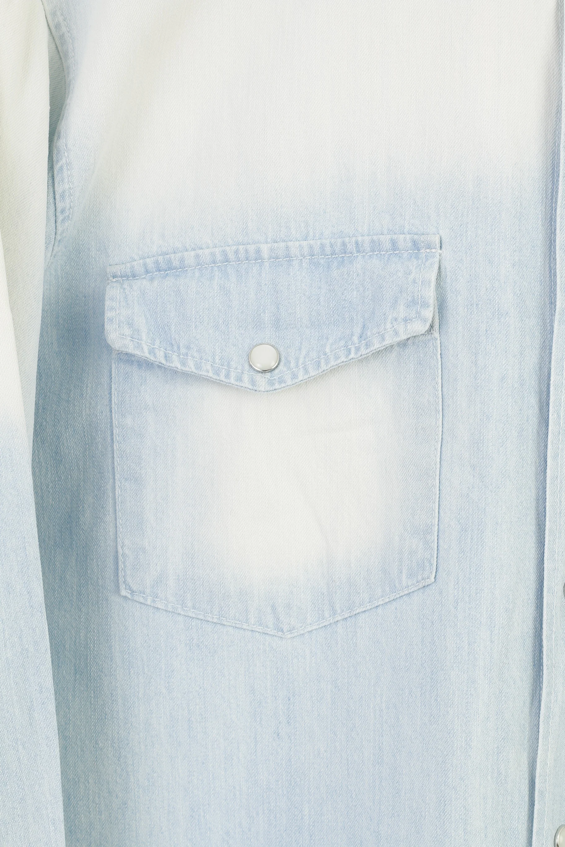 Rattop Men XL Casual Shirt Light Blue Jeans Bleached Snaps Long Sleeve Top - Image 4