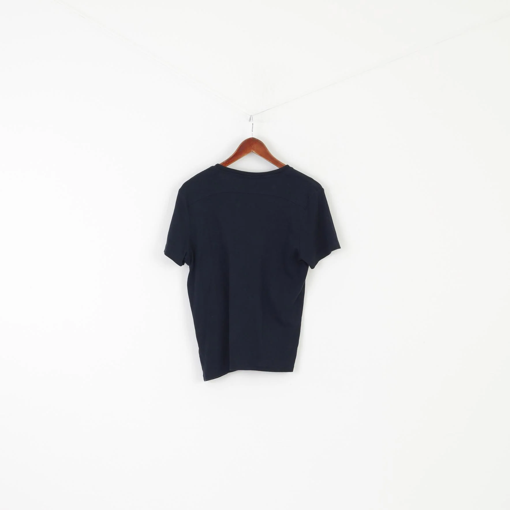 RAW Correctline by G-Star Men M Shirt Navy Cotton Stretch V-Neck Plain Top - Image 5