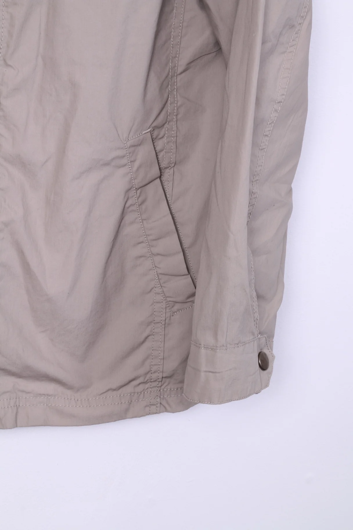 Reject Men M Lightweight Jacket Beige Campus Brand Street Wear Full Zipper Top - Image 3
