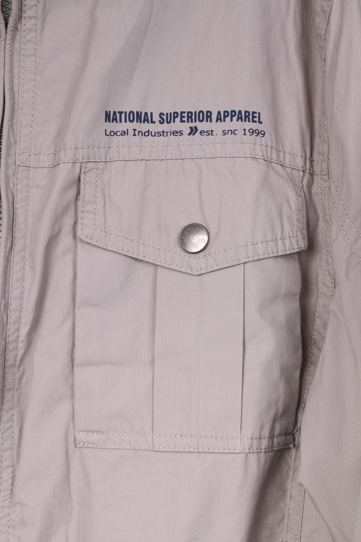 Reject Men M Lightweight Jacket Beige Campus Brand Street Wear Full Zipper Top - Image 4
