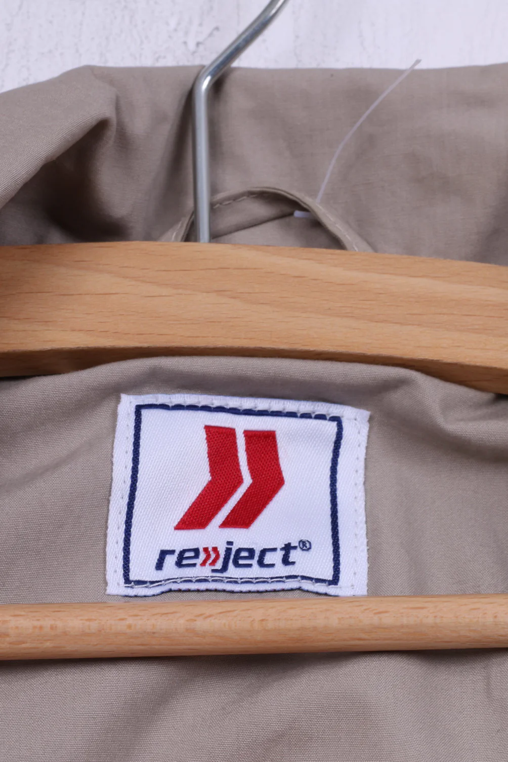 Reject Men M Lightweight Jacket Beige Campus Brand Street Wear Full Zipper Top - Image 5