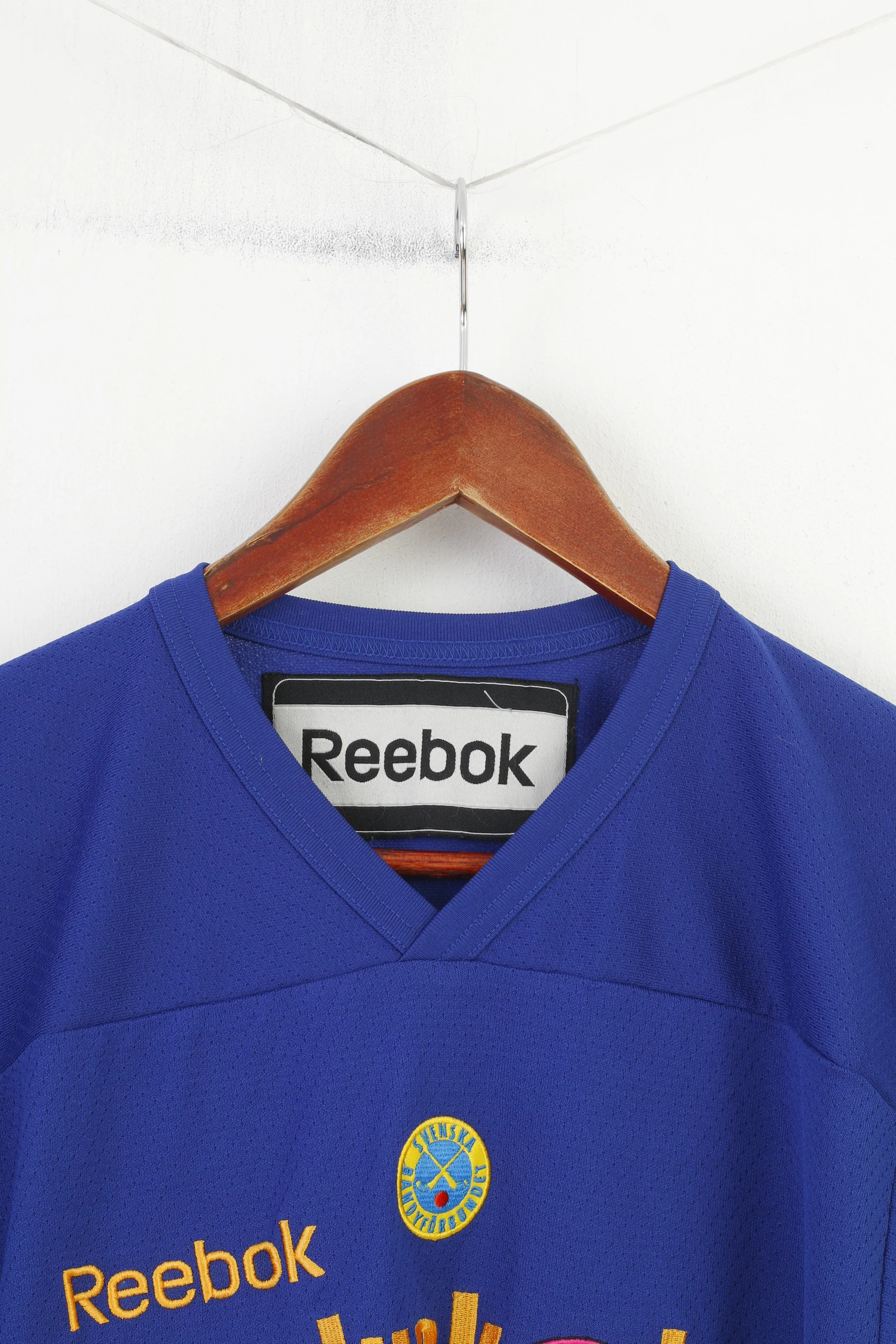 Reebok Boys 130 150 cm Shirt Navy Bandyskolan Football V Neck Training Vintage Jersey Top - Image 2