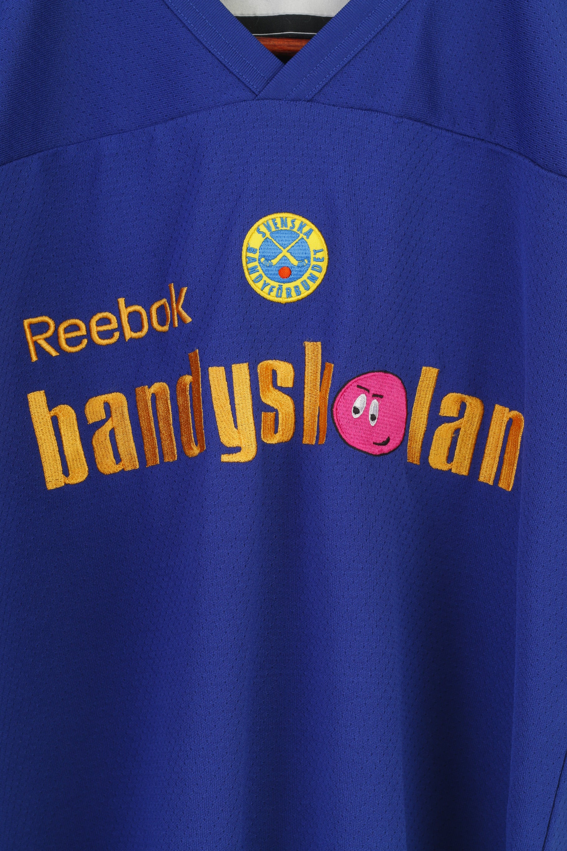 Reebok Boys 130 150 cm Shirt Navy Bandyskolan Football V Neck Training Vintage Jersey Top - Image 4