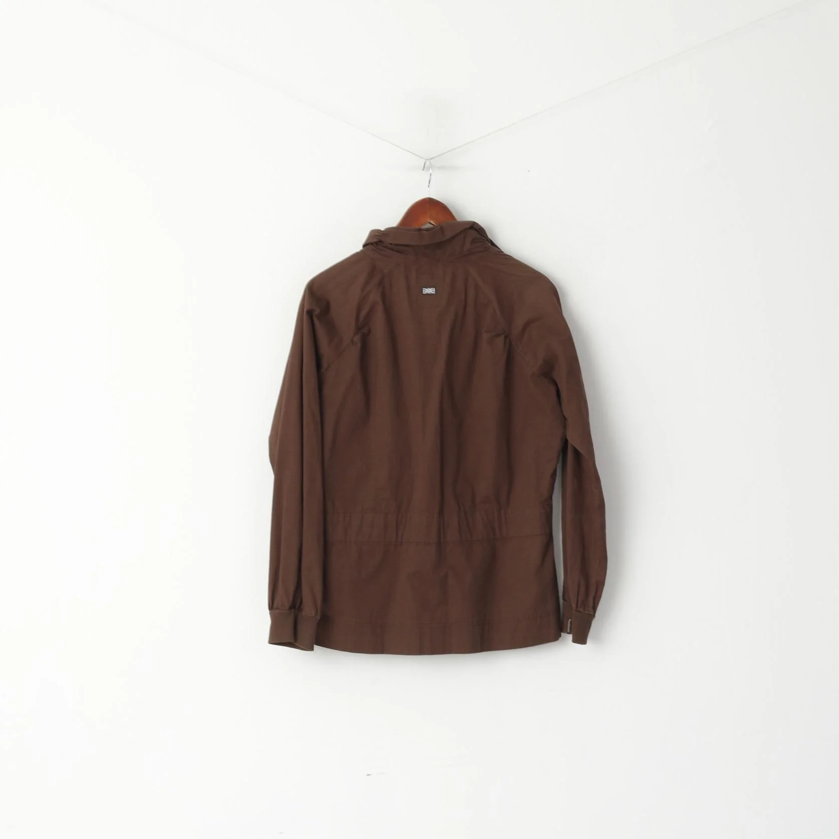 Reebok Classic Women 16 XL Jacket Brown Cotton Full Zipper Belted Stan Up Collar Top - Image 8