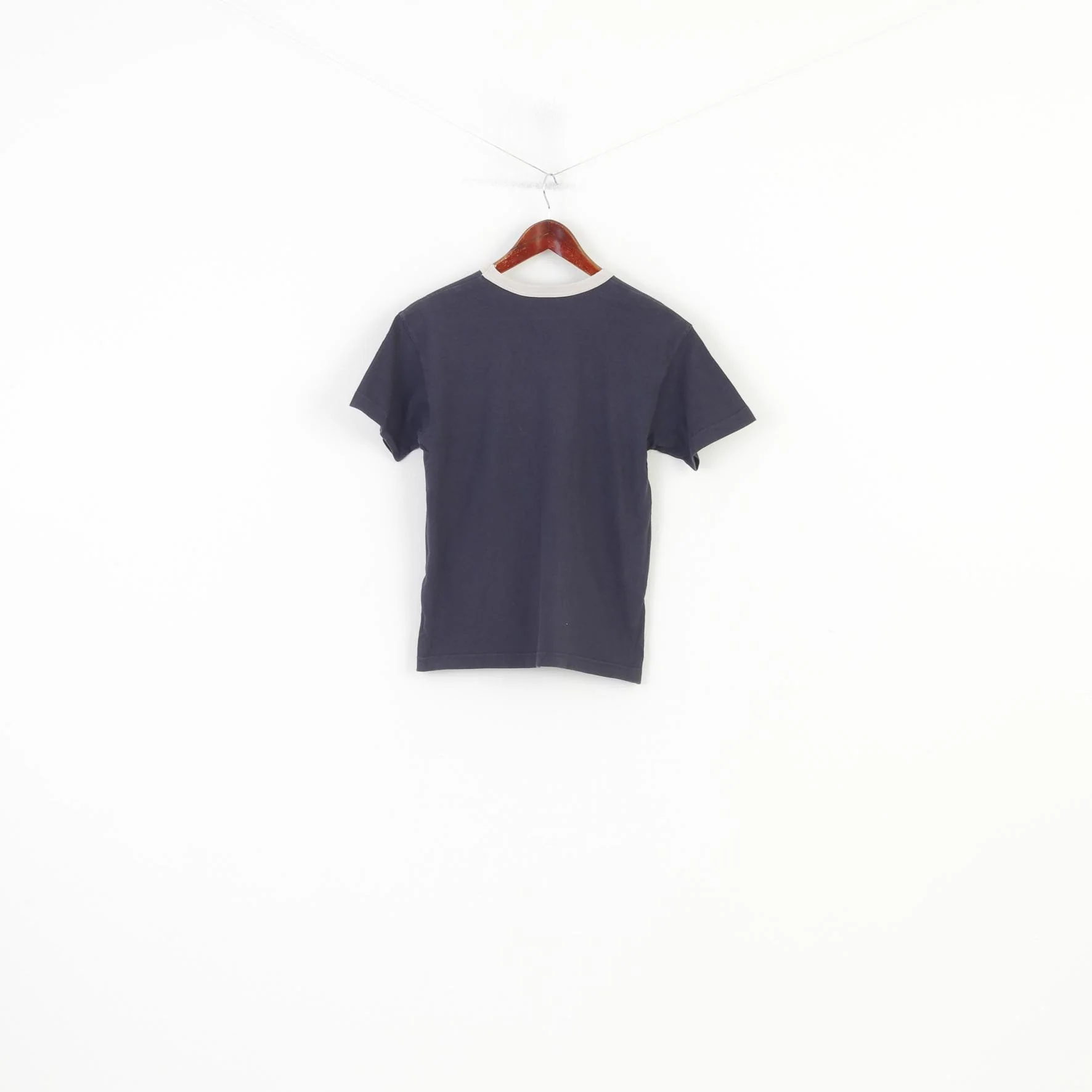 Reebok Classic Women M Shirt Navy Cotton England Vintage Crew Neck Top - Image 7