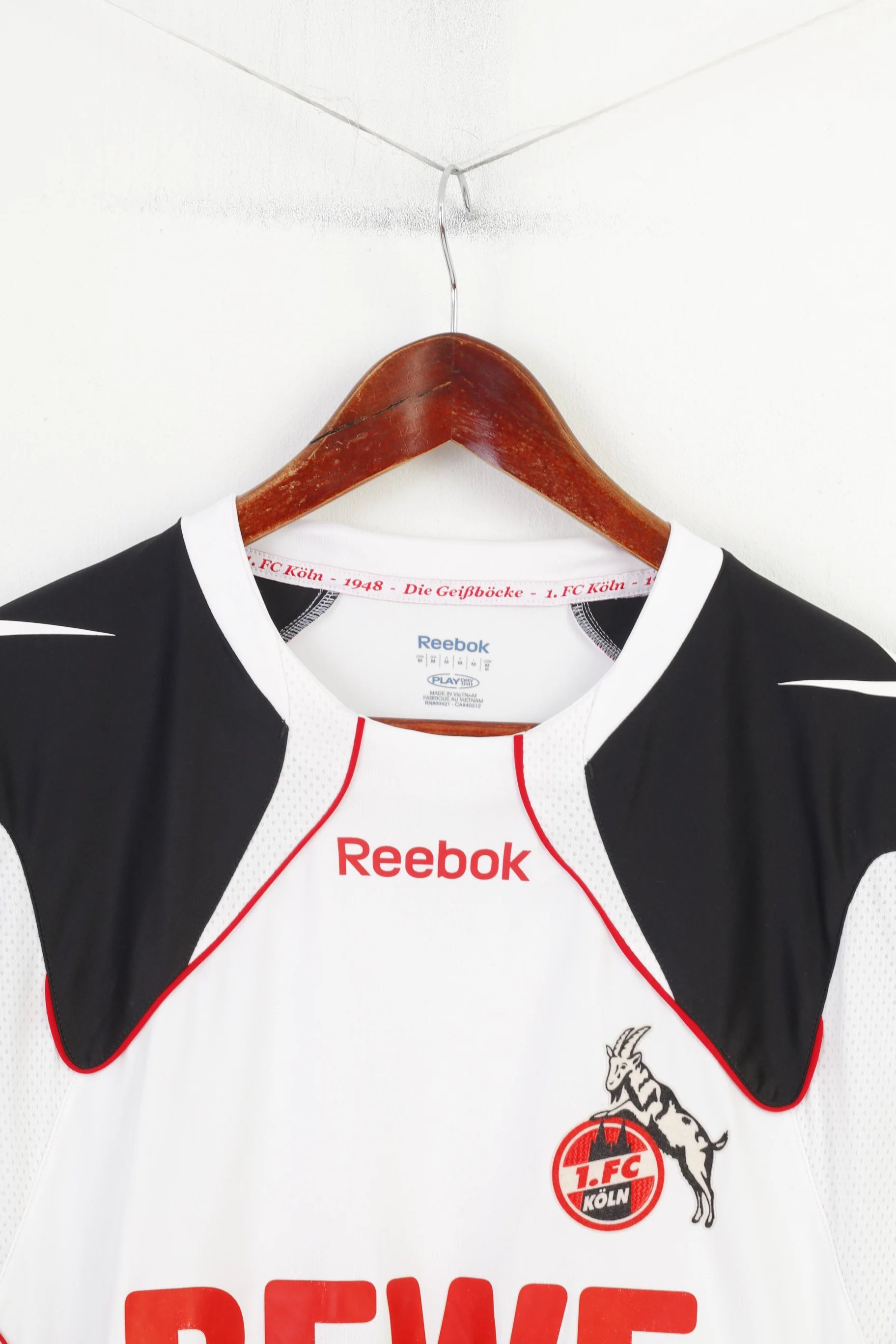 Reebok Men M Shirt Longsleeve Training Sportswear Polyester White Rewe Vintage Top - Image 2