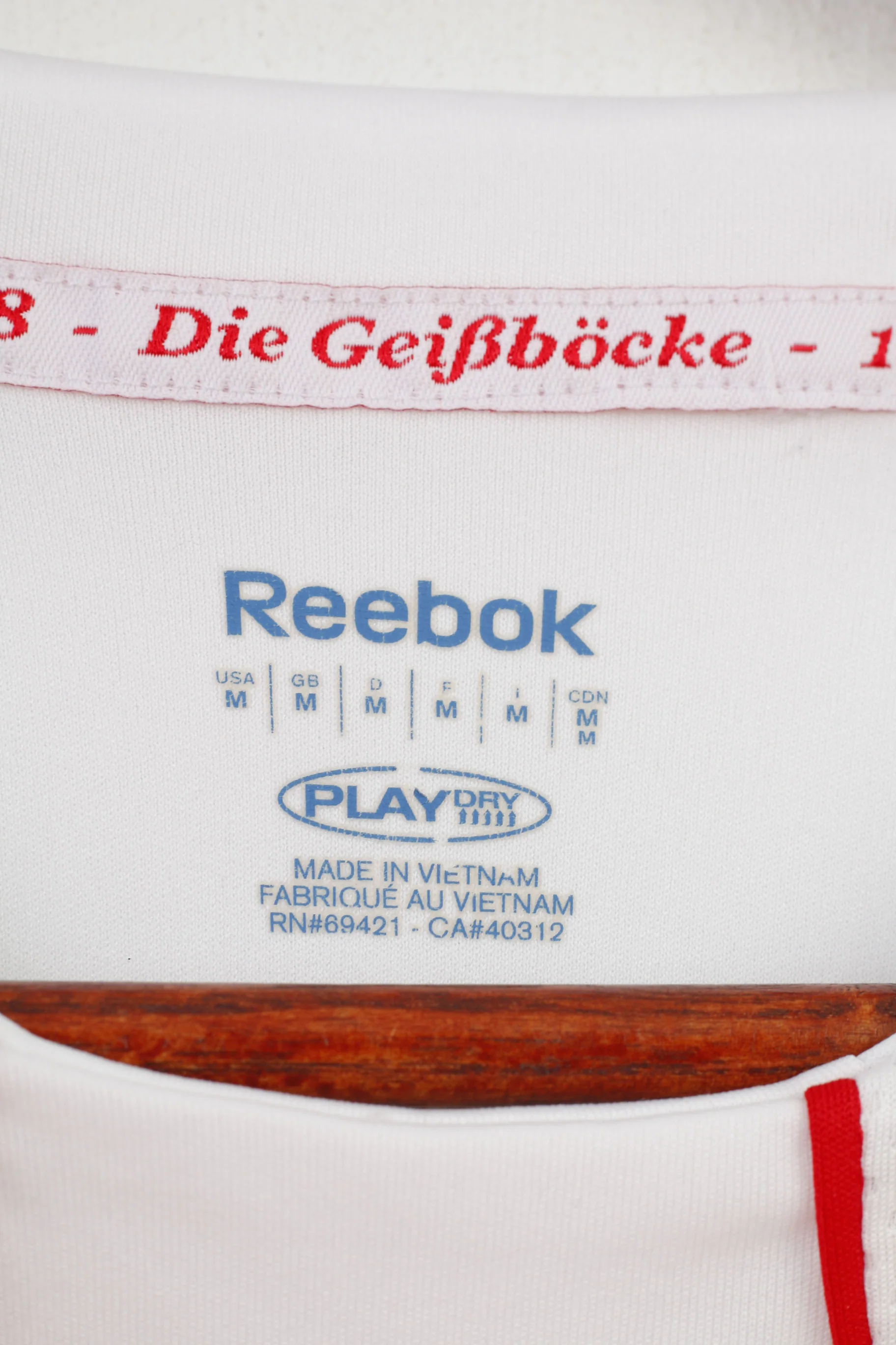 Reebok Men M Shirt Longsleeve Training Sportswear Polyester White Rewe Vintage Top - Image 5