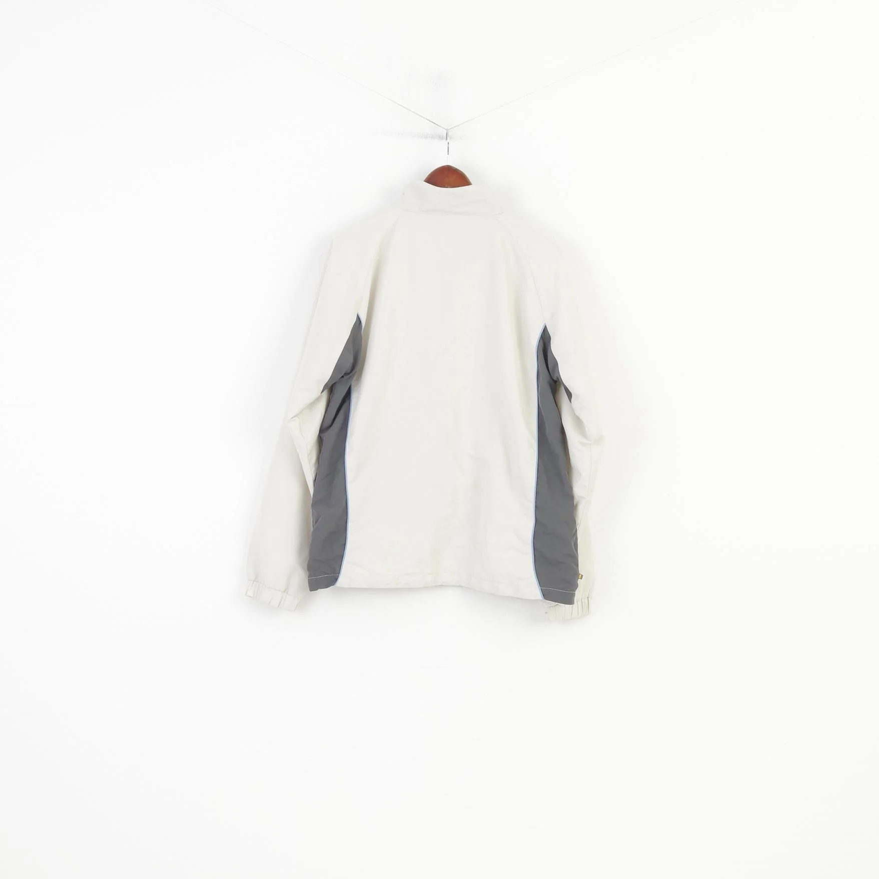 Reebok Men XL Jacket Full Zipper Cream Vintage Pockets 90s Outwear Top - Image 7