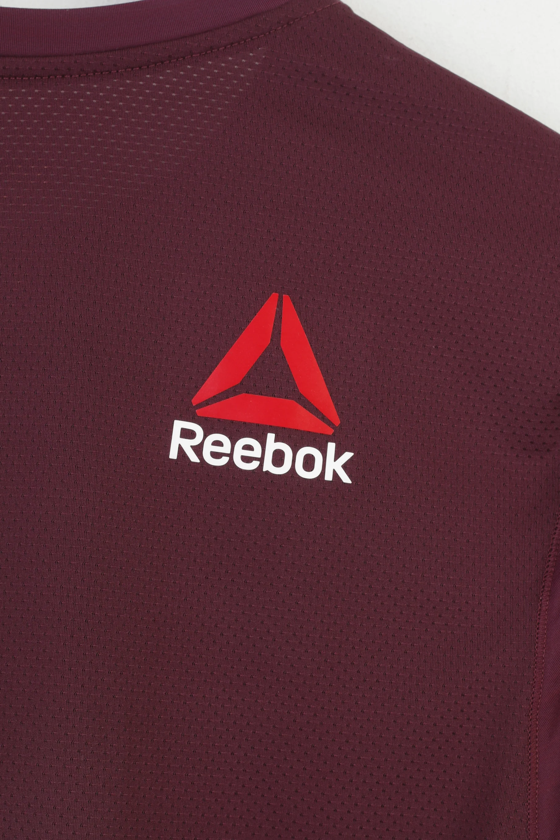 Reebok Woman XS Shirt Sport Burgundy Crew Neck Short Sleeve Training Nylon Stretch Top - Image 7