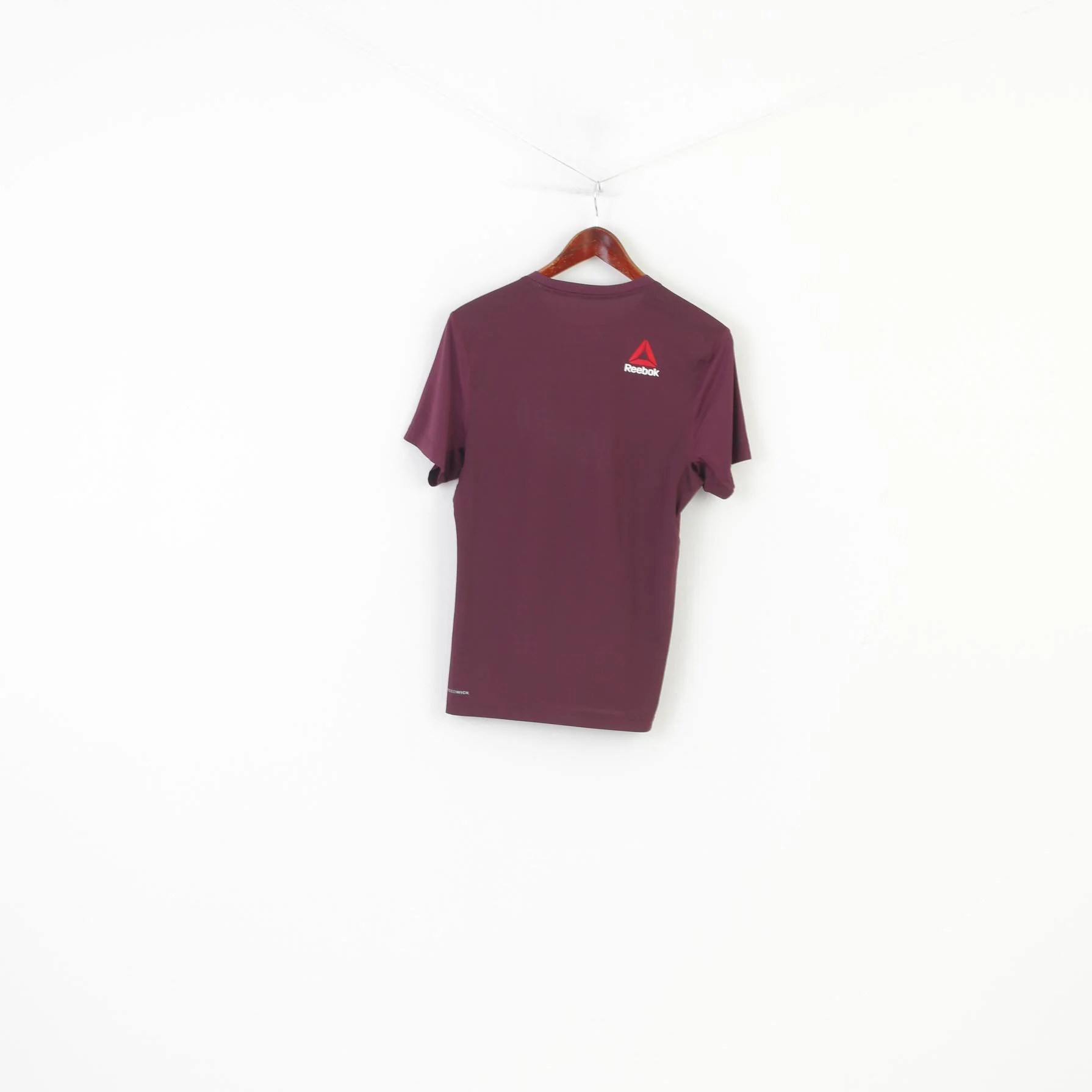 Reebok Woman XS Shirt Sport Burgundy Crew Neck Short Sleeve Training Nylon Stretch Top - Image 8