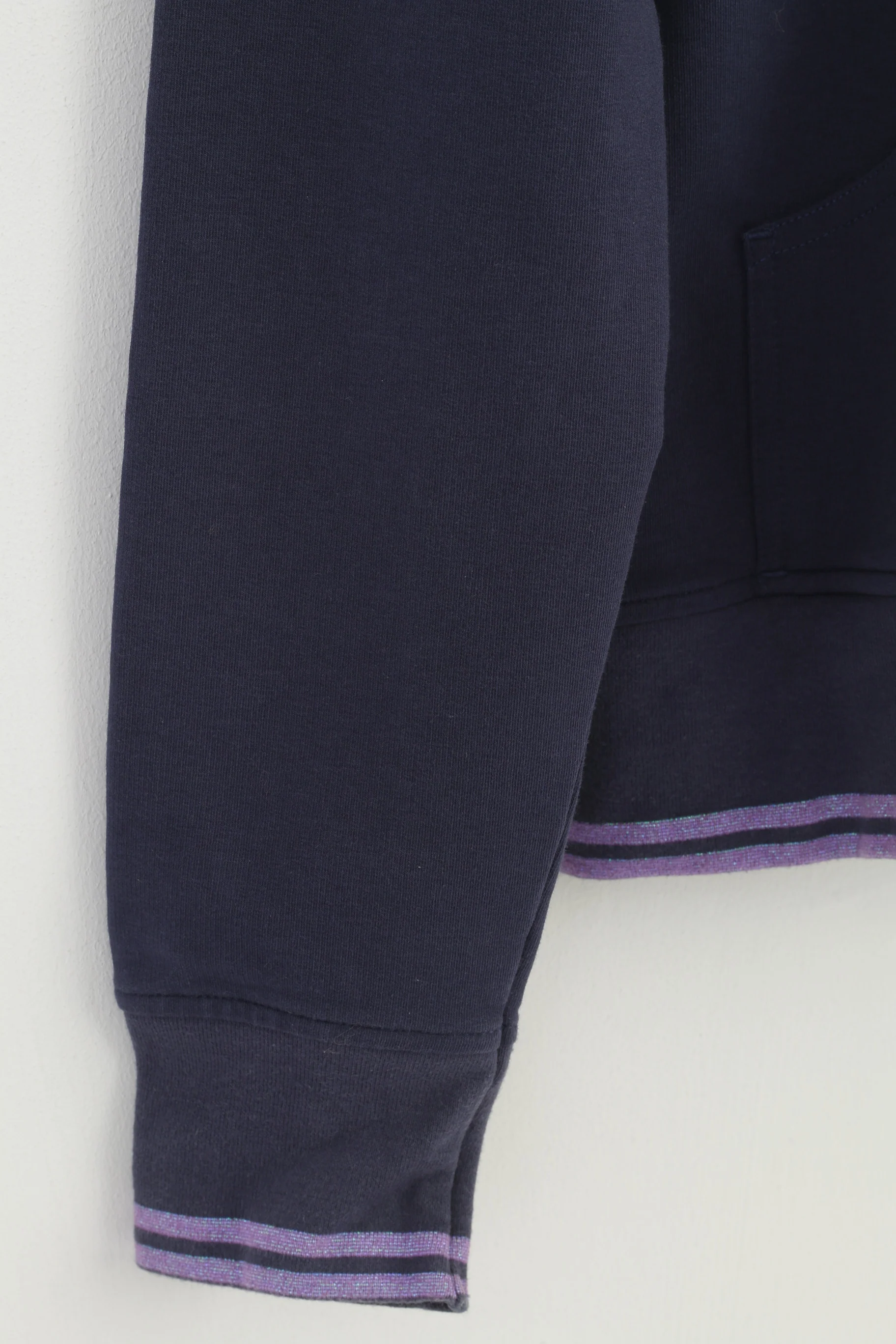 Reebok Women 12 M Sweatshirt Hooded Navy Cotton Sportswear Vintage Hood Kangaroo Top - Image 3
