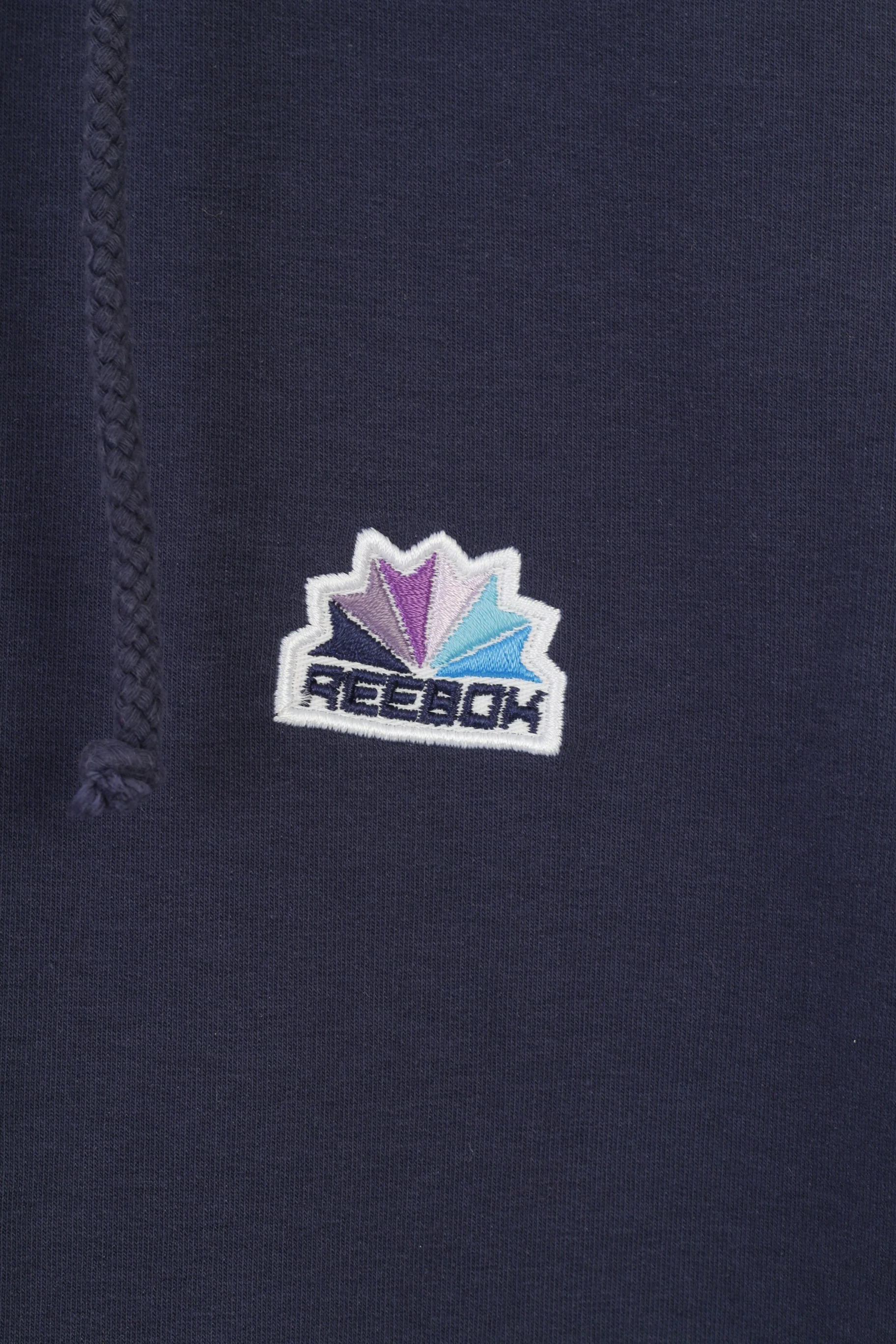 Reebok Women 12 M Sweatshirt Hooded Navy Cotton Sportswear Vintage Hood Kangaroo Top - Image 4