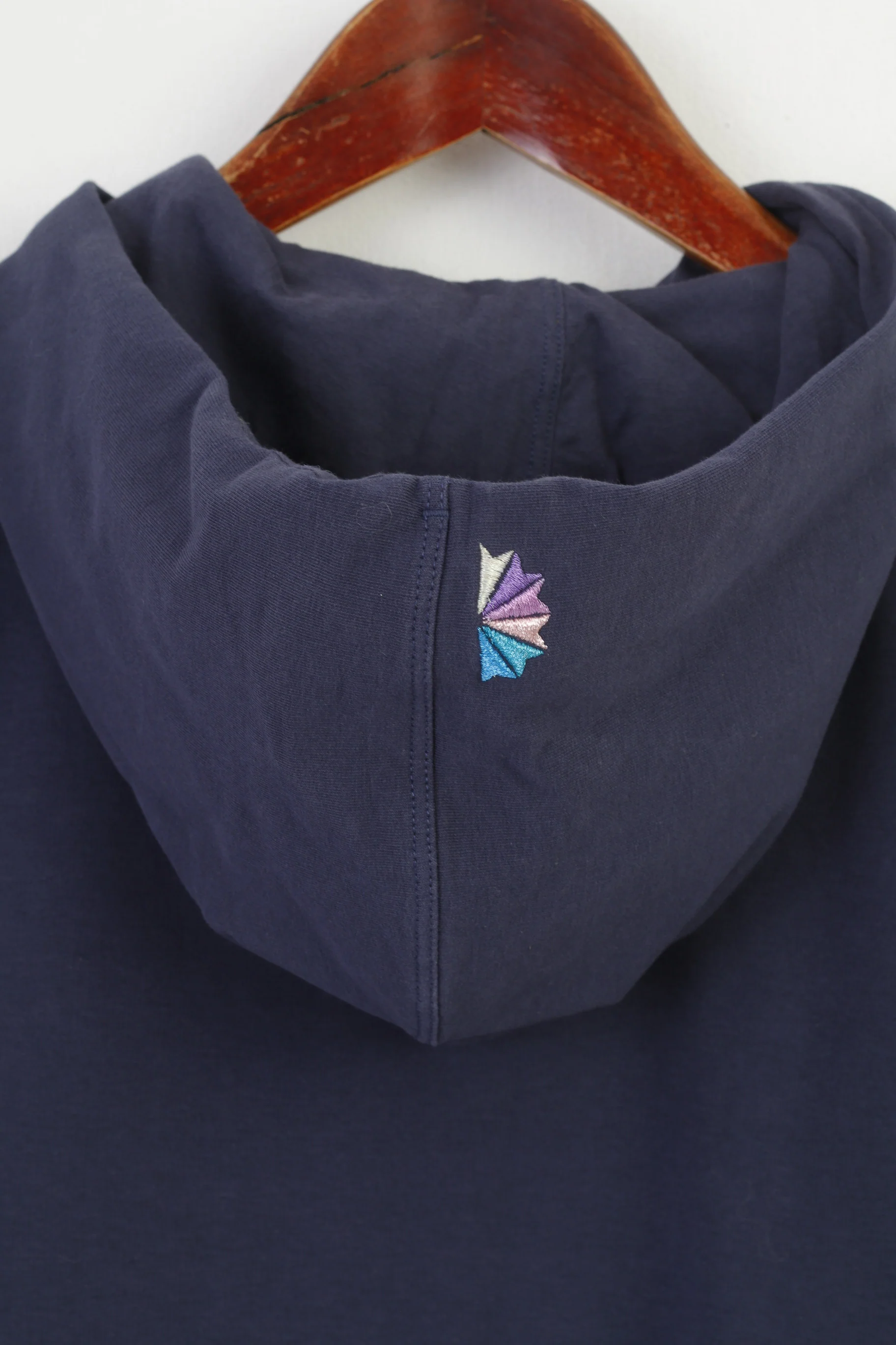 Reebok Women 12 M Sweatshirt Hooded Navy Cotton Sportswear Vintage Hood Kangaroo Top - Image 8