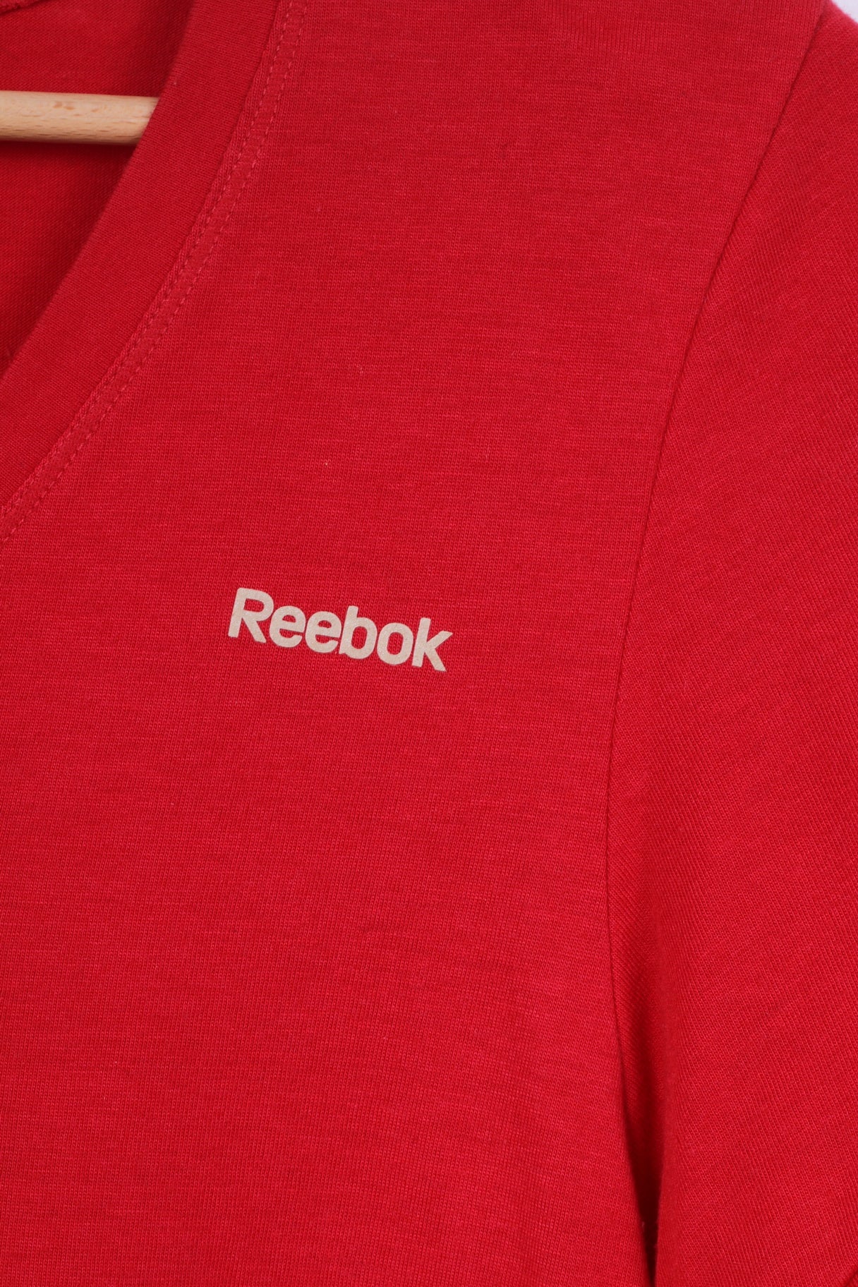 Reebok Womens M  Shirt Fitness First Red V Neck Short Sleeve Summer - Image 4