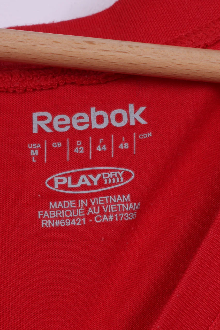 Reebok Womens M  Shirt Fitness First Red V Neck Short Sleeve Summer - Image 5
