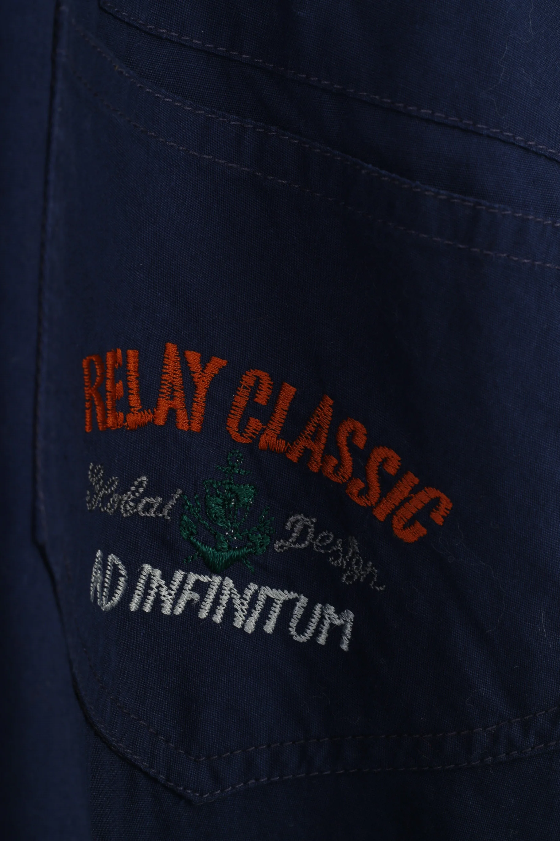 Relay Men 6 L Casual Shirt Navy Blue Long Sleeve Buttons Cotton Top - Image 4