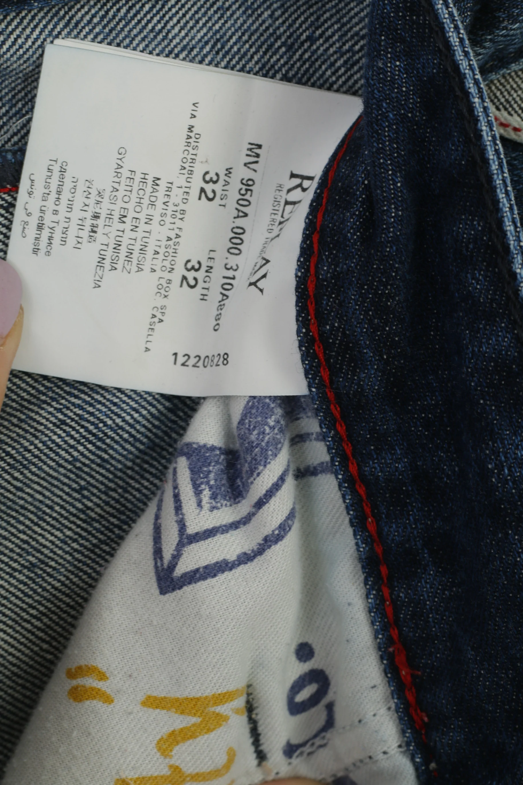 Replay Blue Jeans Men 32 Trousers Navy Cotton Denim Straight Leg Pants - Image 4
