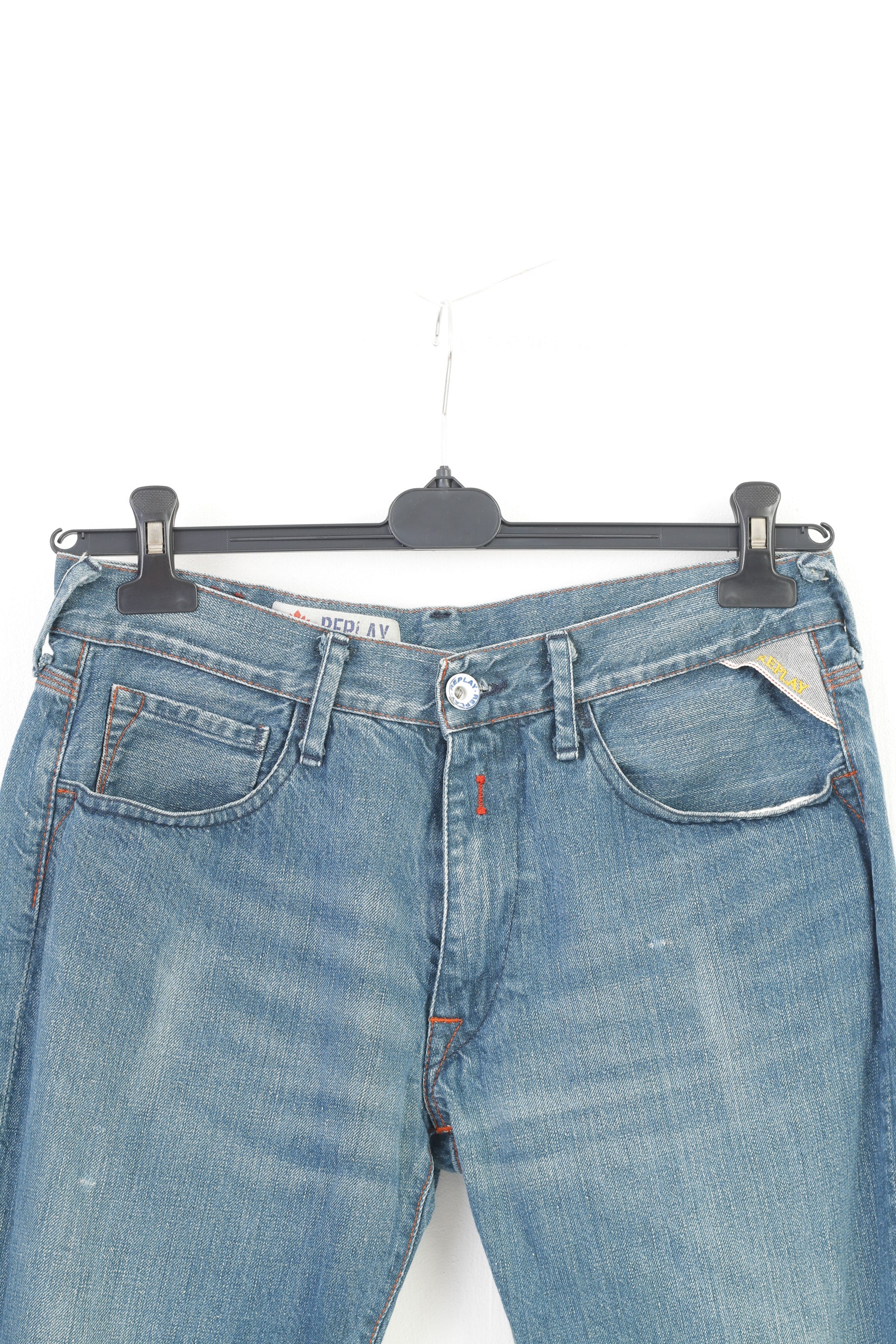 Replay Men 33 Trousers Blue Cotton Denim Skinny Vintage Pants - Image 2