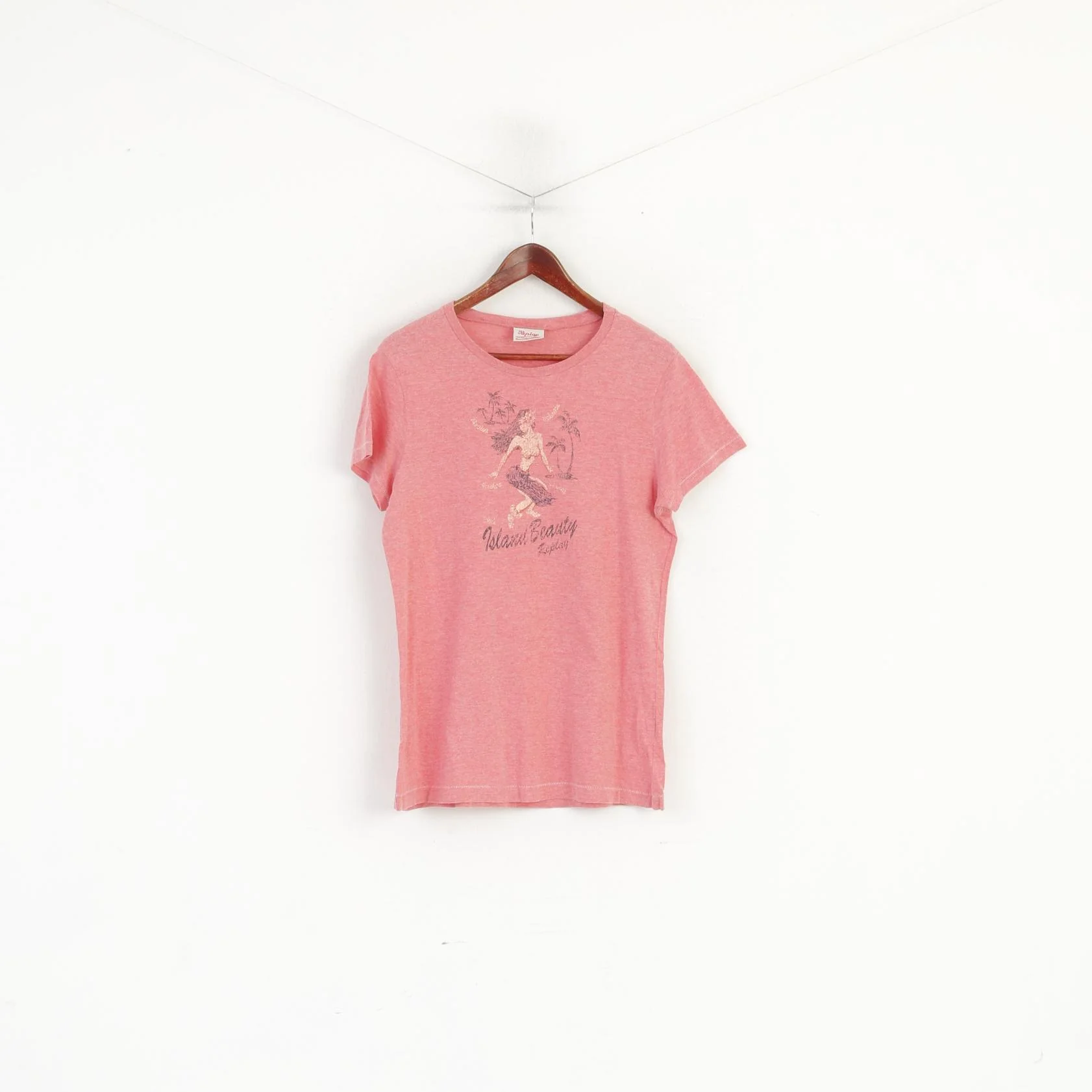 Replay Men L Shirt Pink Cotton Island Beauty Graphic Slim Fit Crew Neck Top - Image 2