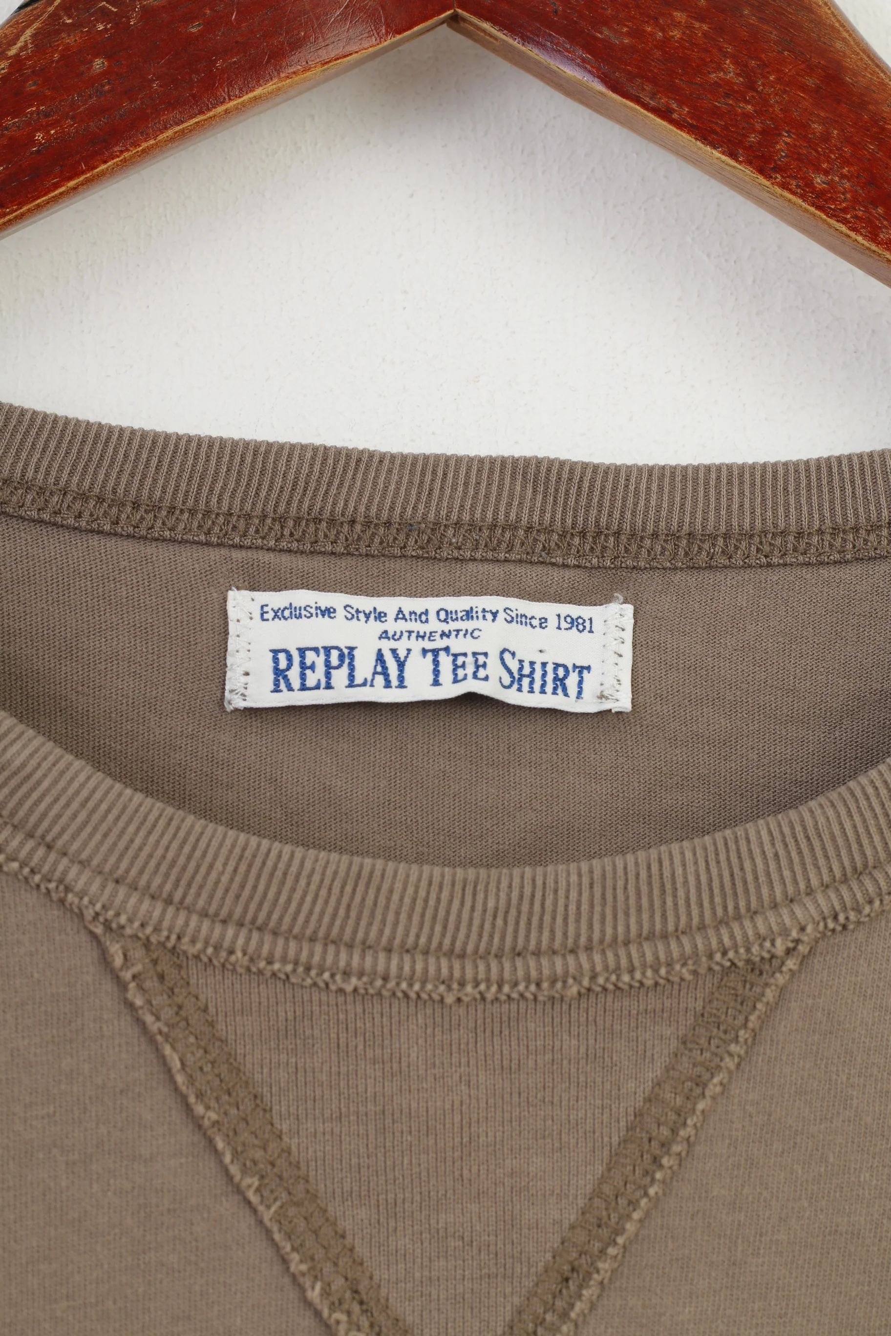 Replay Men M T-Shirt Cotton Short Sleeve Brown Tee Shirt Crew Neck Authentic Vintage Top - Image 5