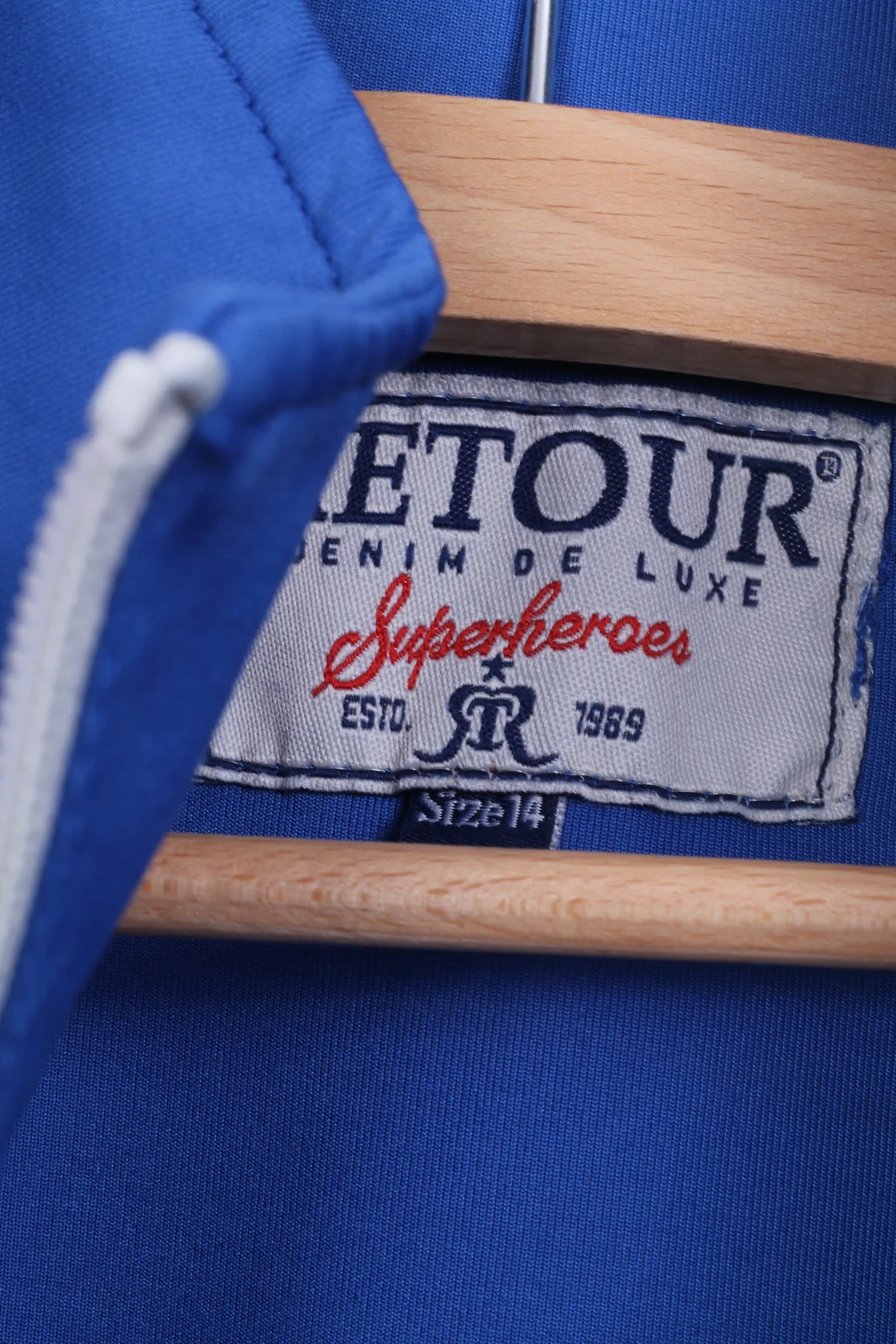 Retour Denim De Luxe Womens 14 XL Sweatshirt Full Zipper Light Blue Superheroes Sport - Image 4
