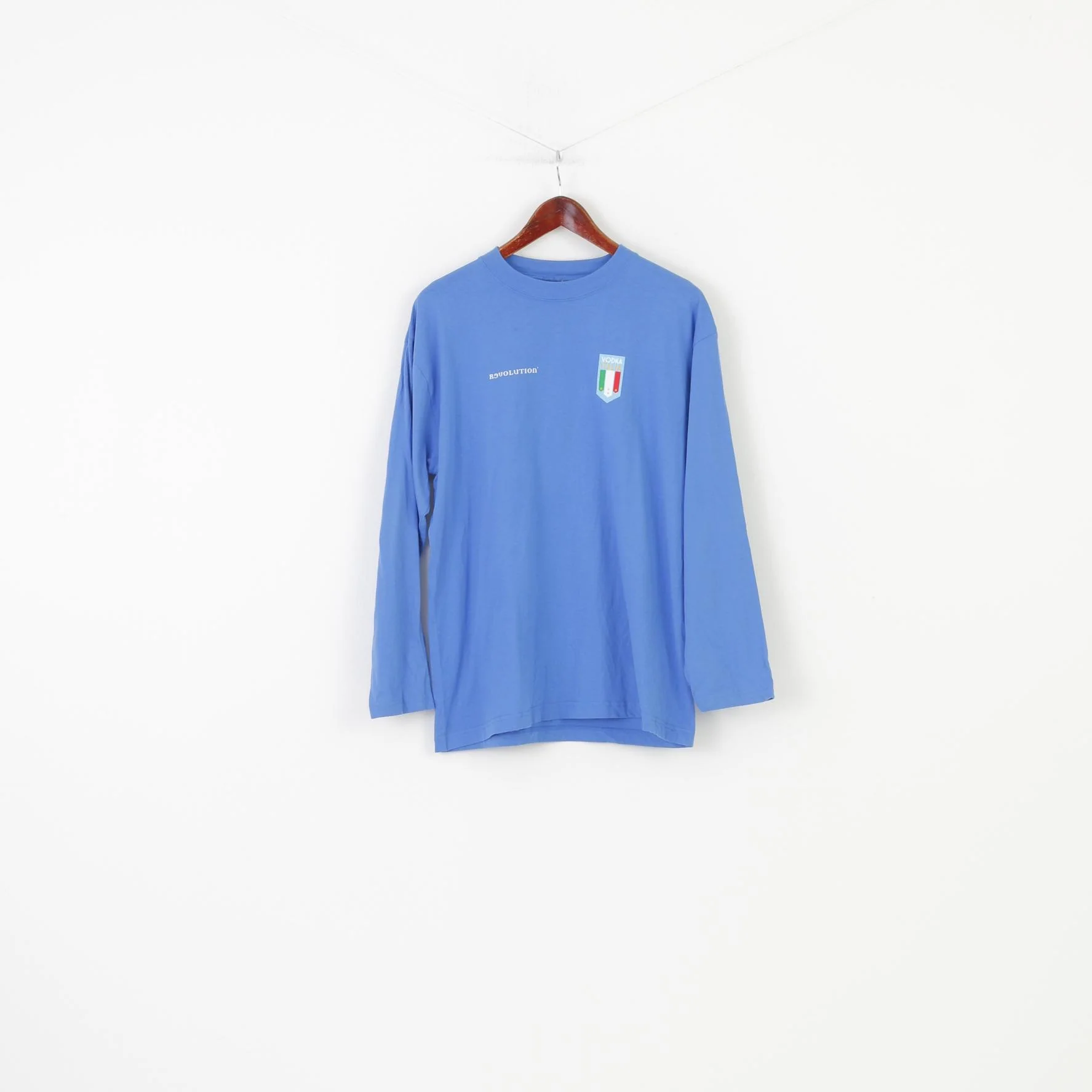 Revolution Men L Shirt Longsleeve Blue Cotton Italia Vodka Sport Top - Image 2