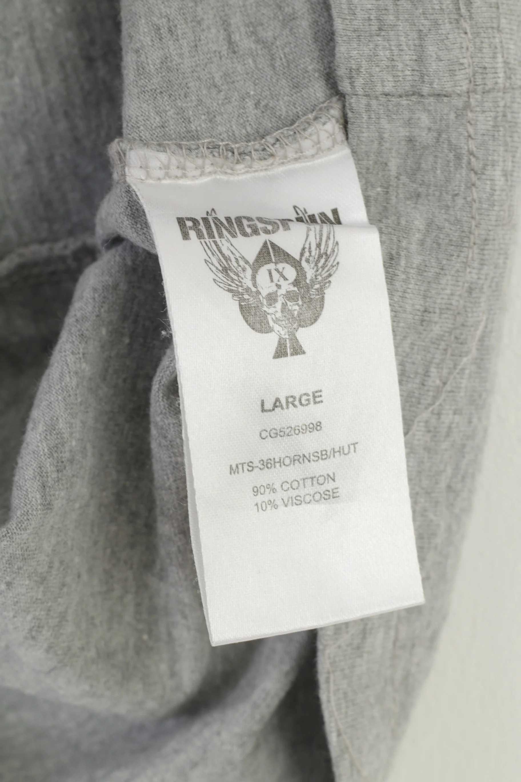 Ringspun Men L S Polo Shirt Grey Cotton Button Neck Short Sleeve Vintage Top - Image 6