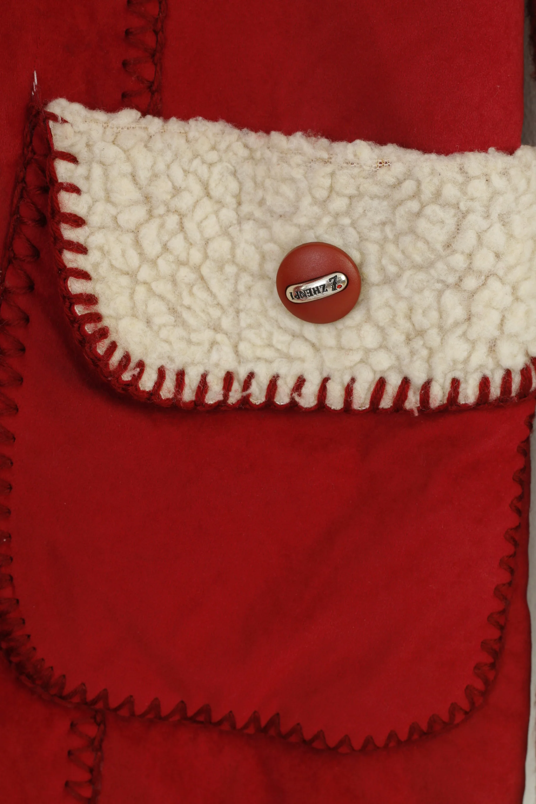 Risensun Woman L Jacket Red Padded Collar Bottoms Pockets Vintage Sweater  Jacket Top - Image 5