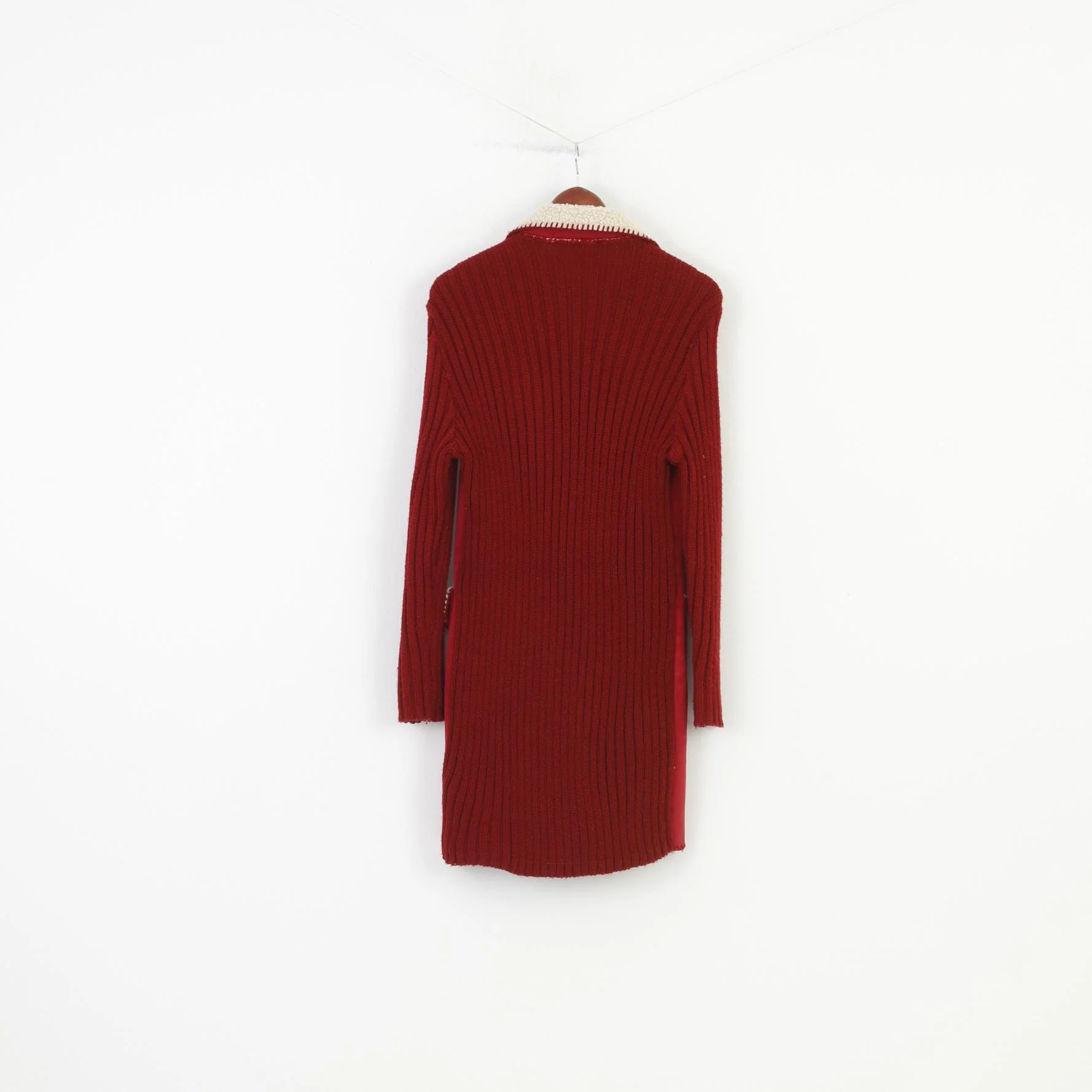 Risensun Woman L Jacket Red Padded Collar Bottoms Pockets Vintage Sweater  Jacket Top - Image 8
