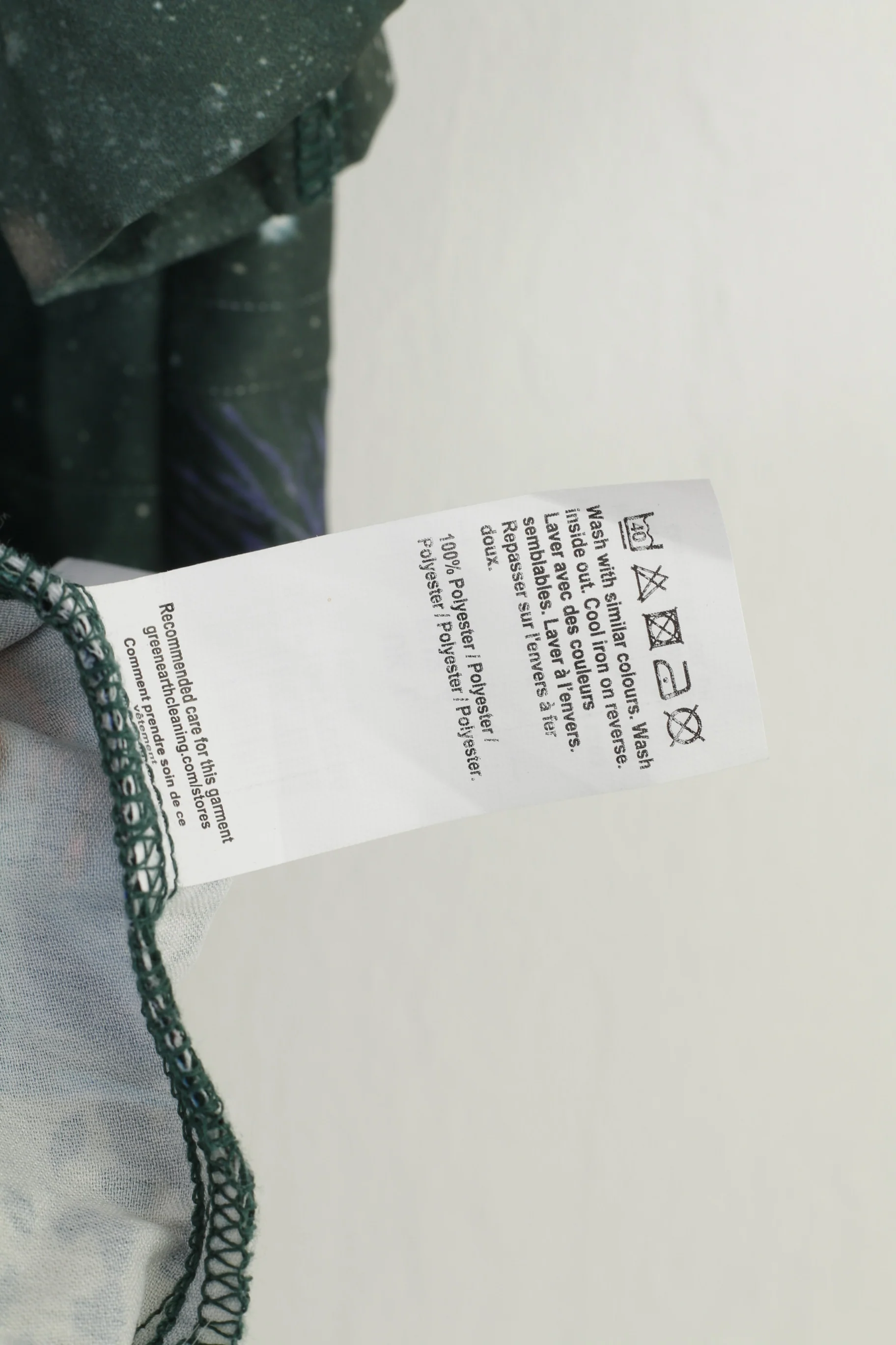 River Island Men L Casual Shirt Green Shiny Short Sleeve Floral Print Bottoms Jungle Top - Image 6