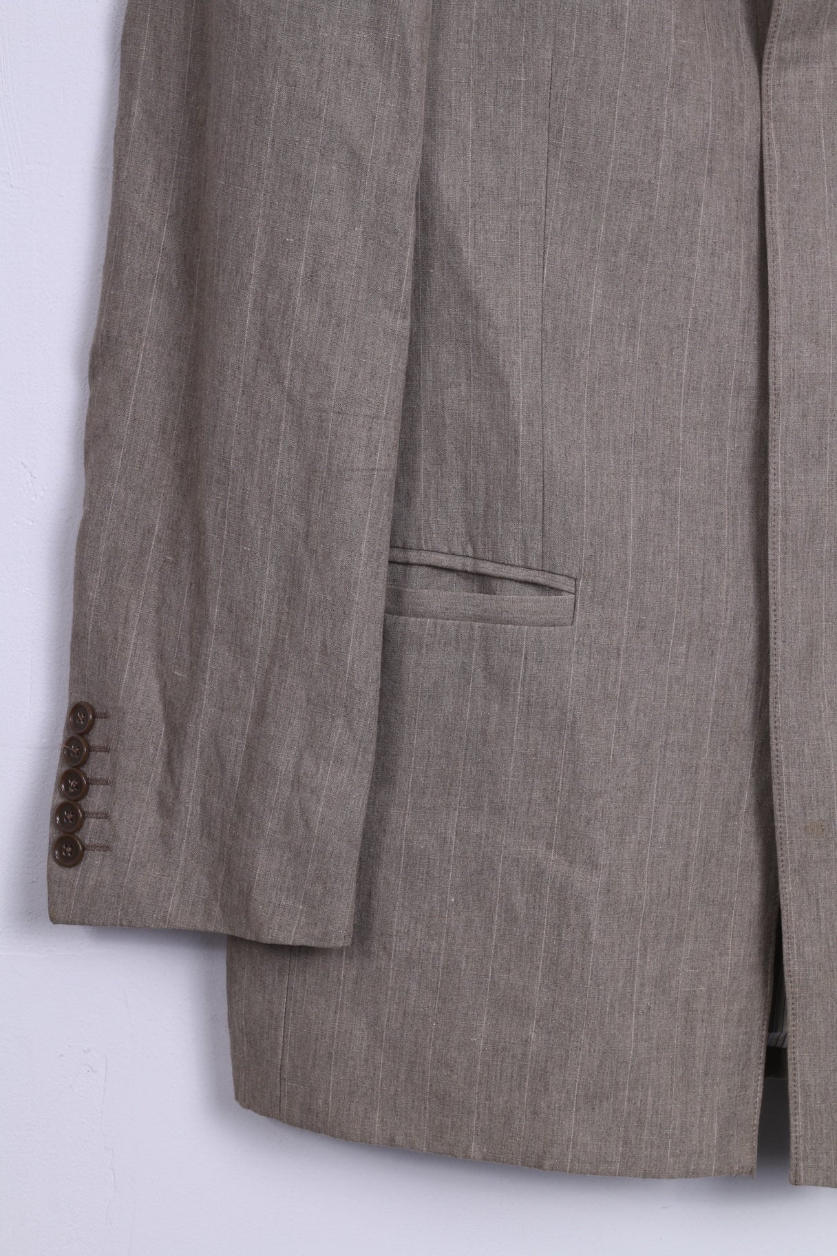 River Island Mens 38 M Blazer Linen Blend Jacket Beige Single Breasted - Image 3
