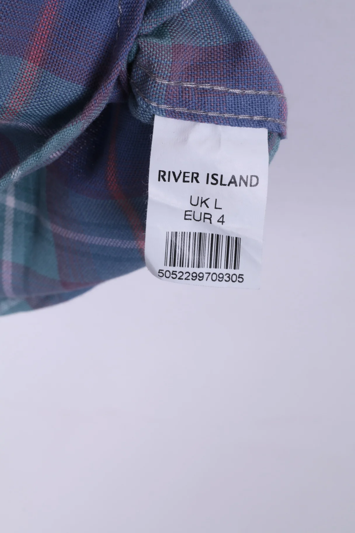 River Island Mens L (M) Casual Shirt Check Blue Short Sleeve Summer Top Snaps - Image 5