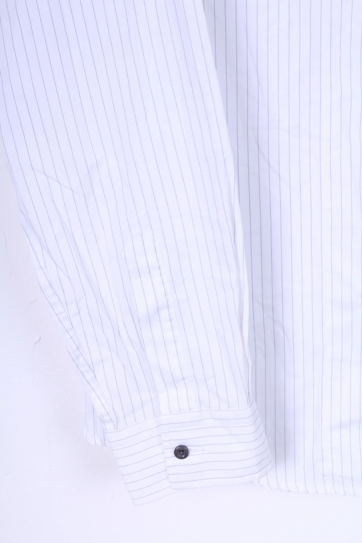 River Island Mens M Casual Shirt White Striped Long Sleeve Cotton - Image 2
